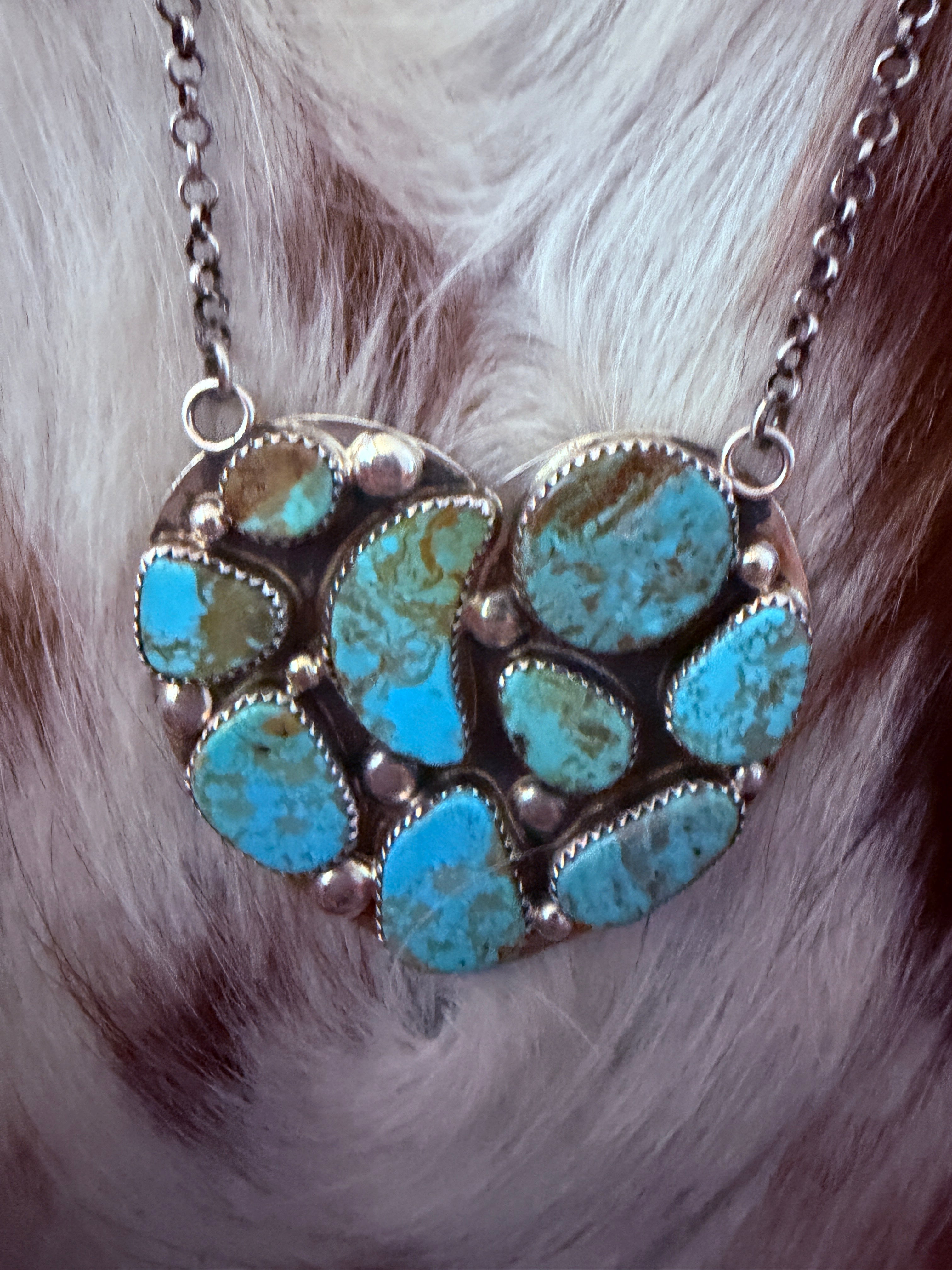 Handcrafted Turquoise & Sterling Silver Heart Necklace by Jacqueline Silver