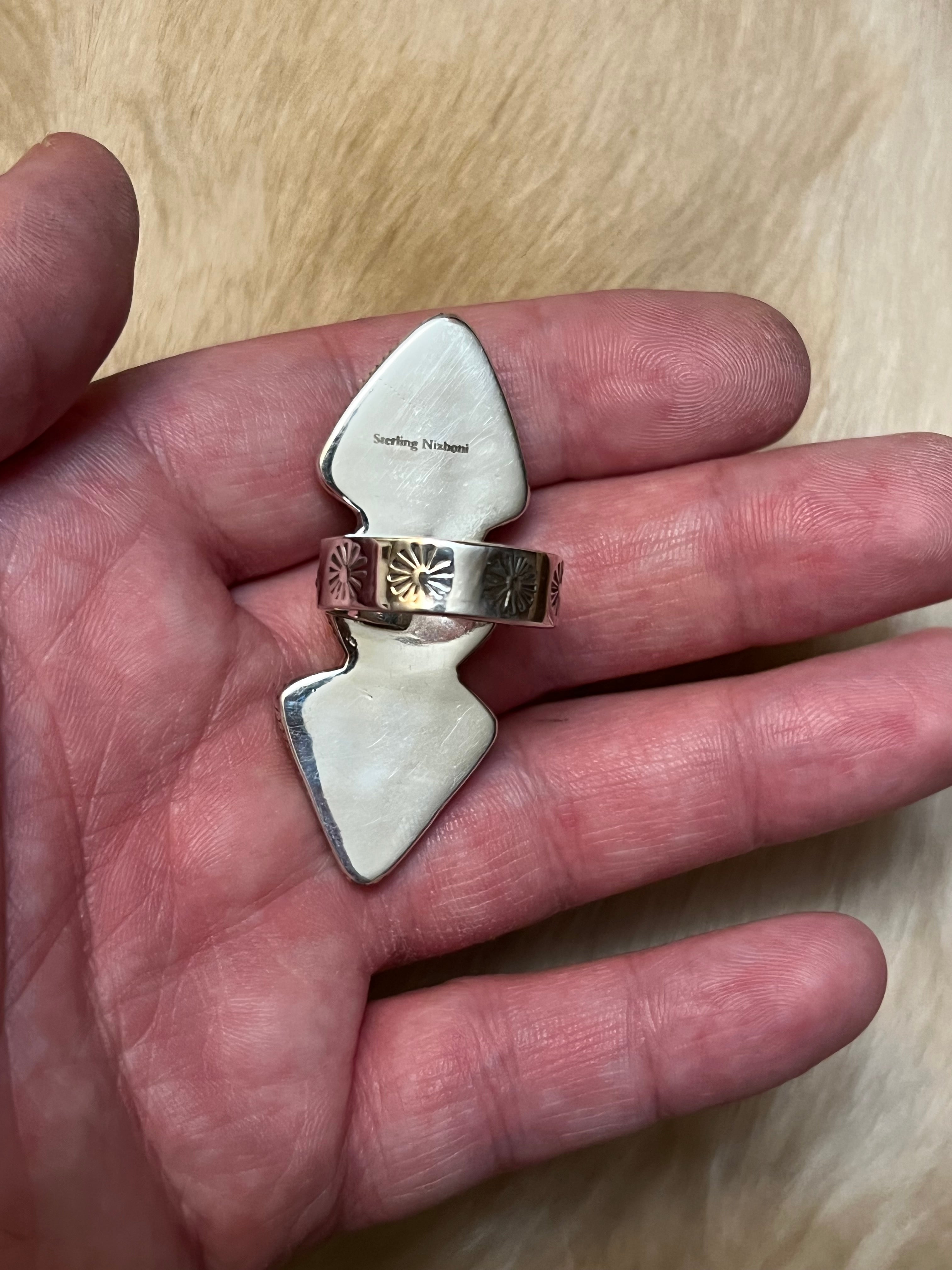 Handmade Sterling Silver Peacock Dahlia 3 Stone Ring