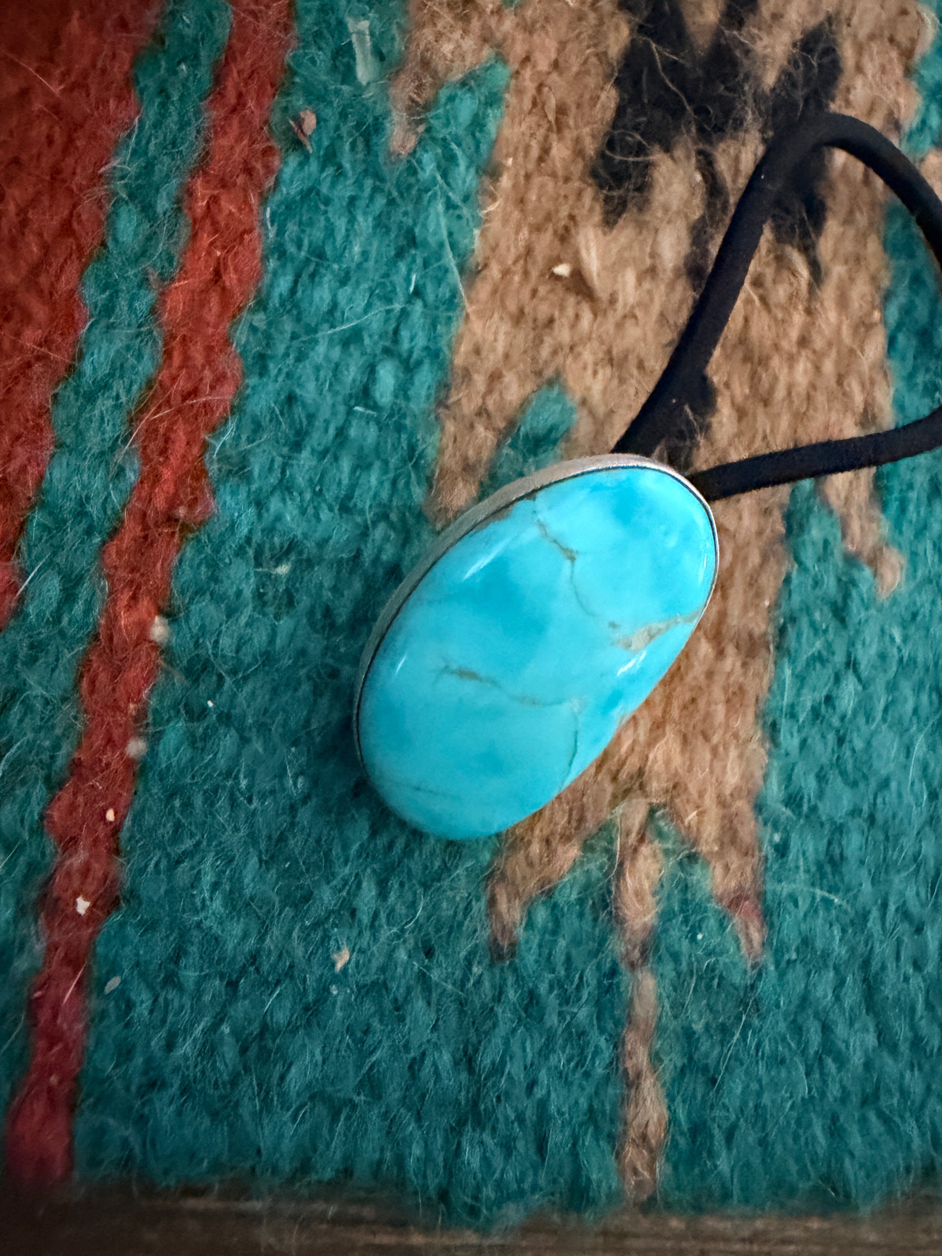 Handcrafted Turquoise & Sterling Silver Hair Tie Charm