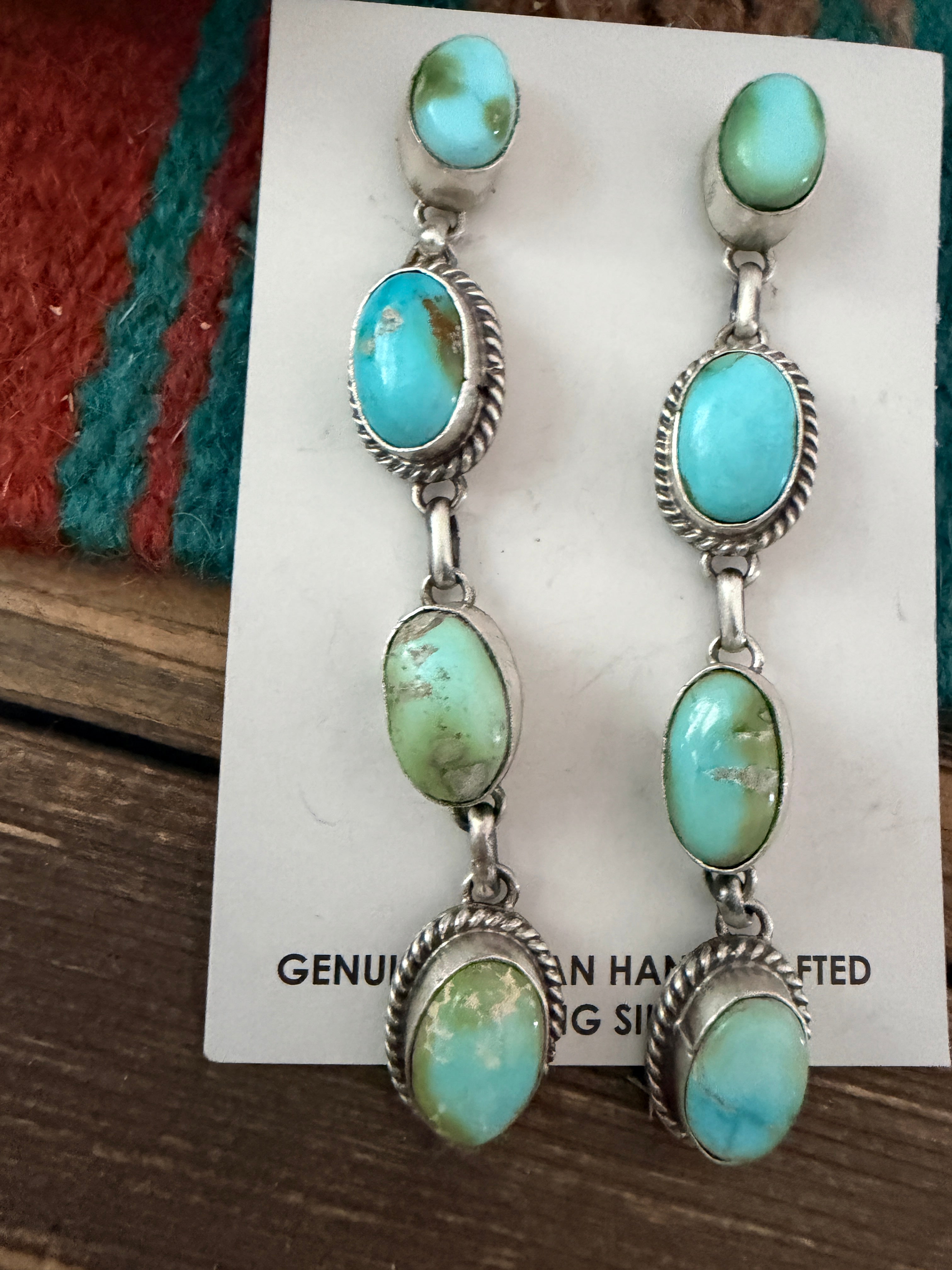 Handcrafted Sonoran Mountain Turquoise & Sterling Silver Dangle Earrings