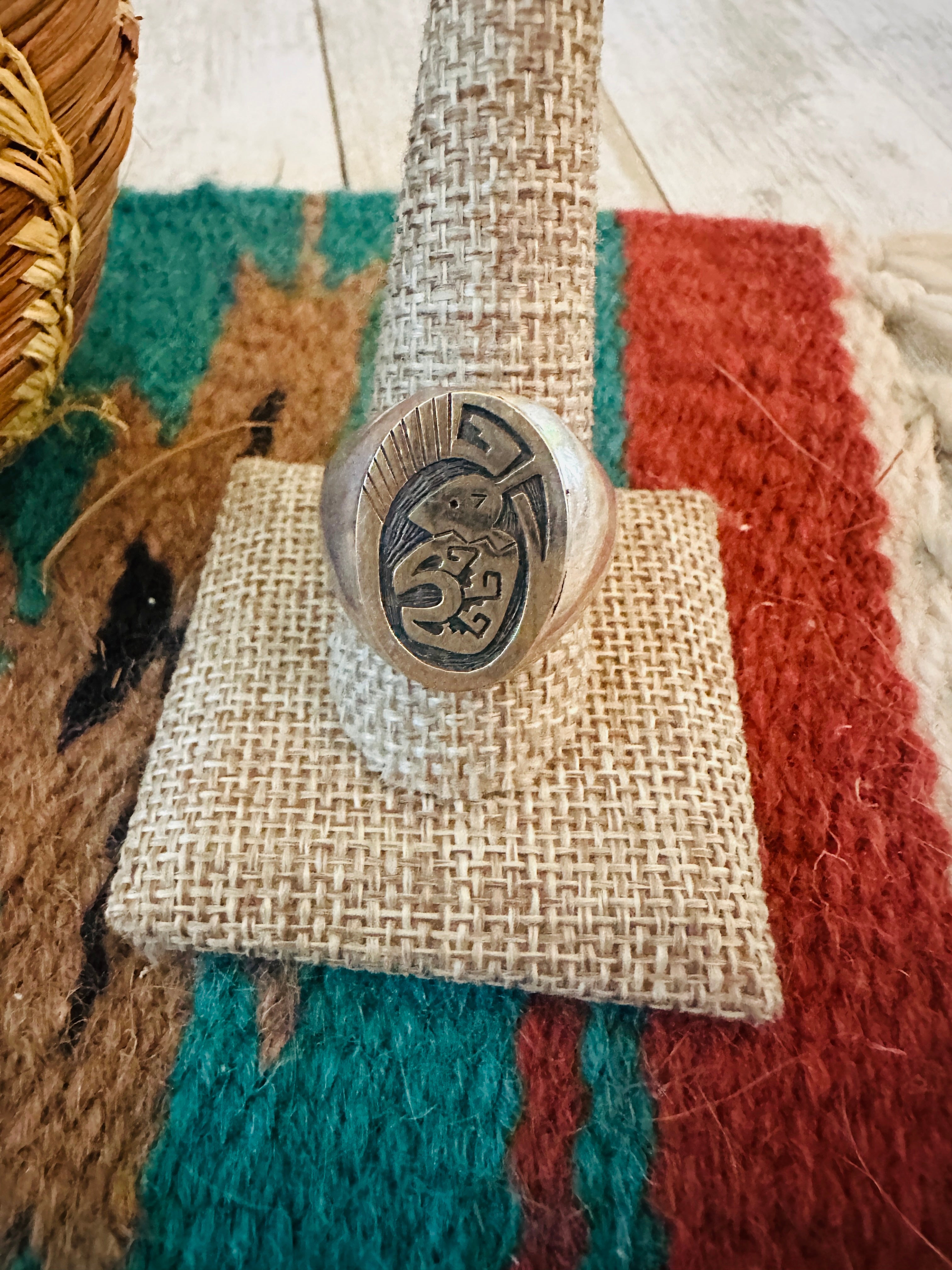 Handcrafted Old Pawn Sterling Silver with Gold Overlay Ring Size 11.75