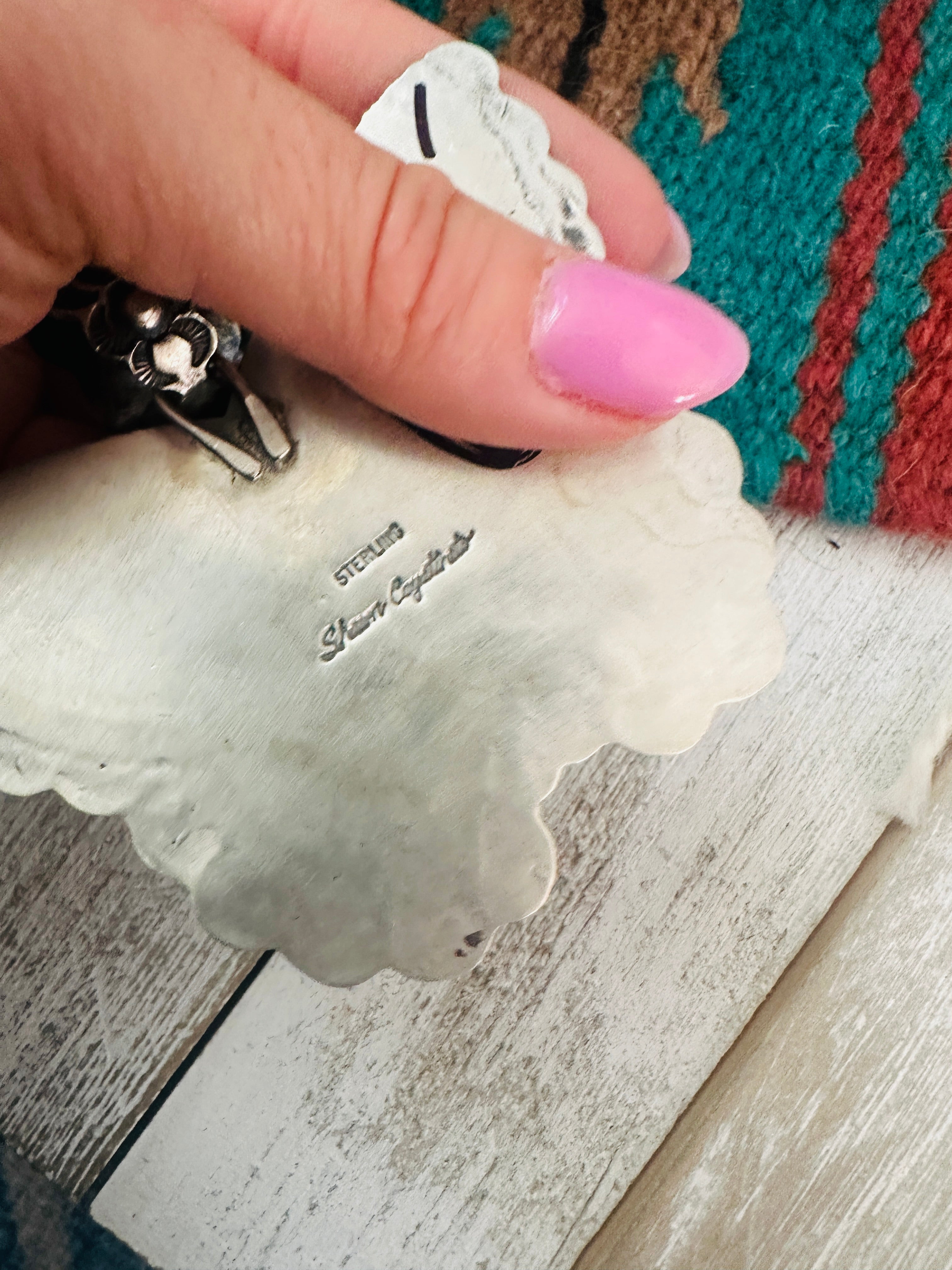 Navajo Sterling Silver & Coral Butterfly Pendant by Shawn Cayatineto