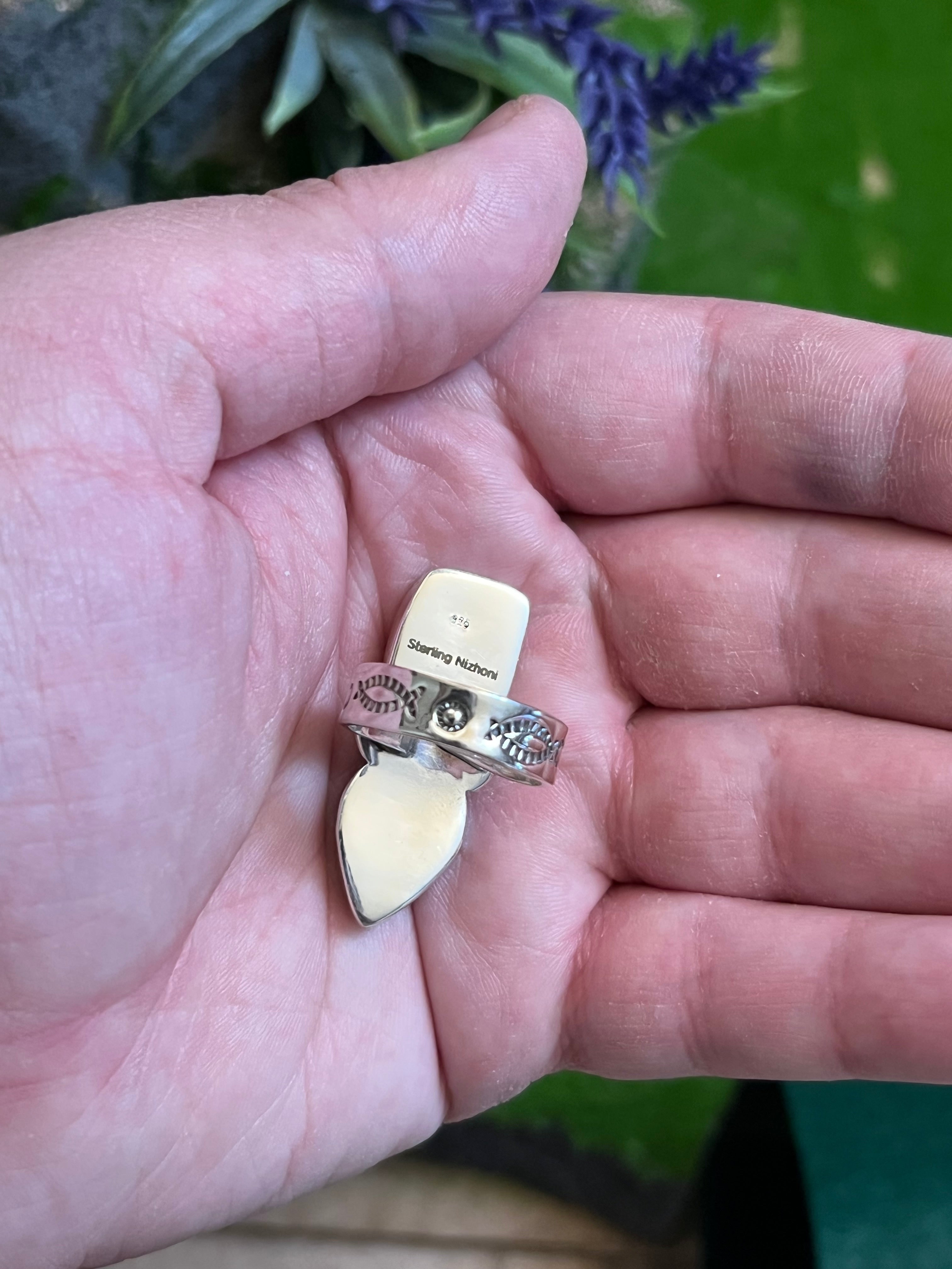 Handmade 2-Stone Palomino TearDrop Sterling Silver Adjustable Ring