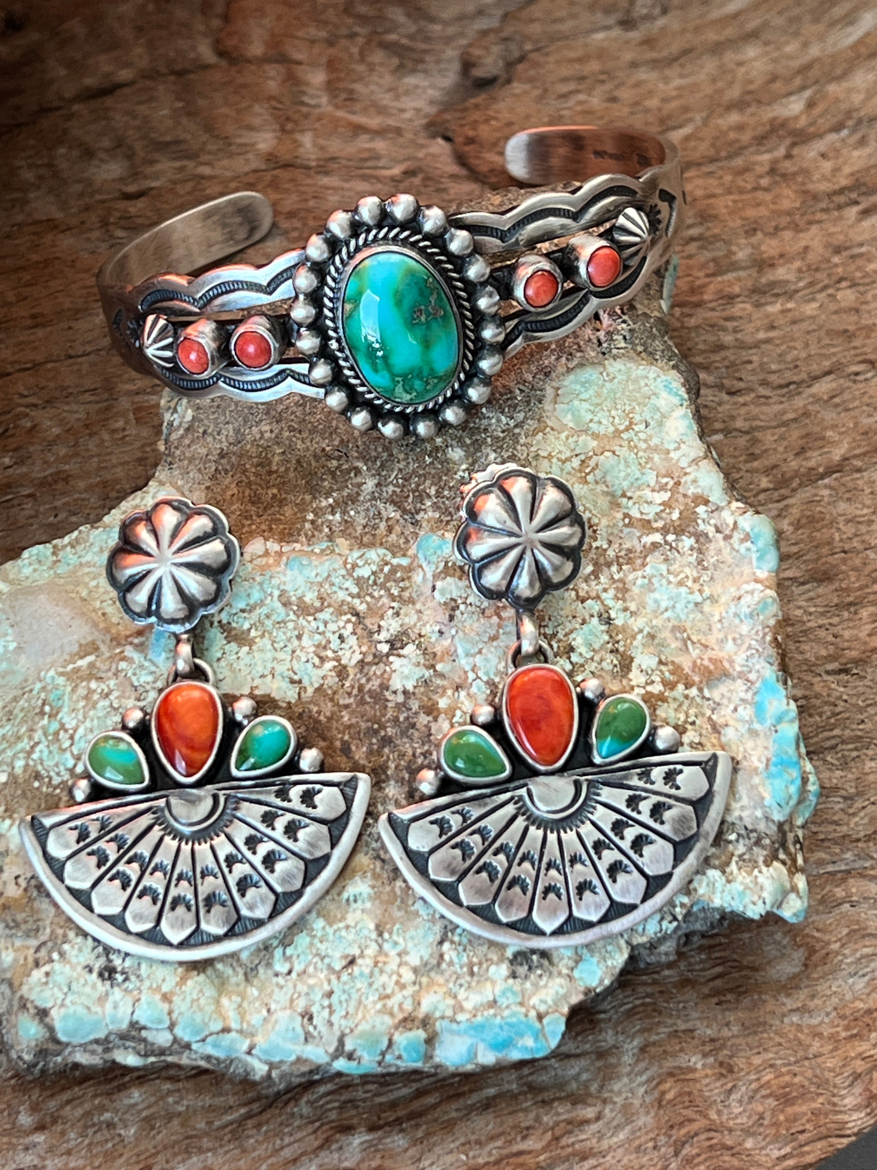 Handcrafted Sterling Silver, Sonoran Mountain Turquoise and Spiny Oyster Cuff Bracelet by Raymond Coriz