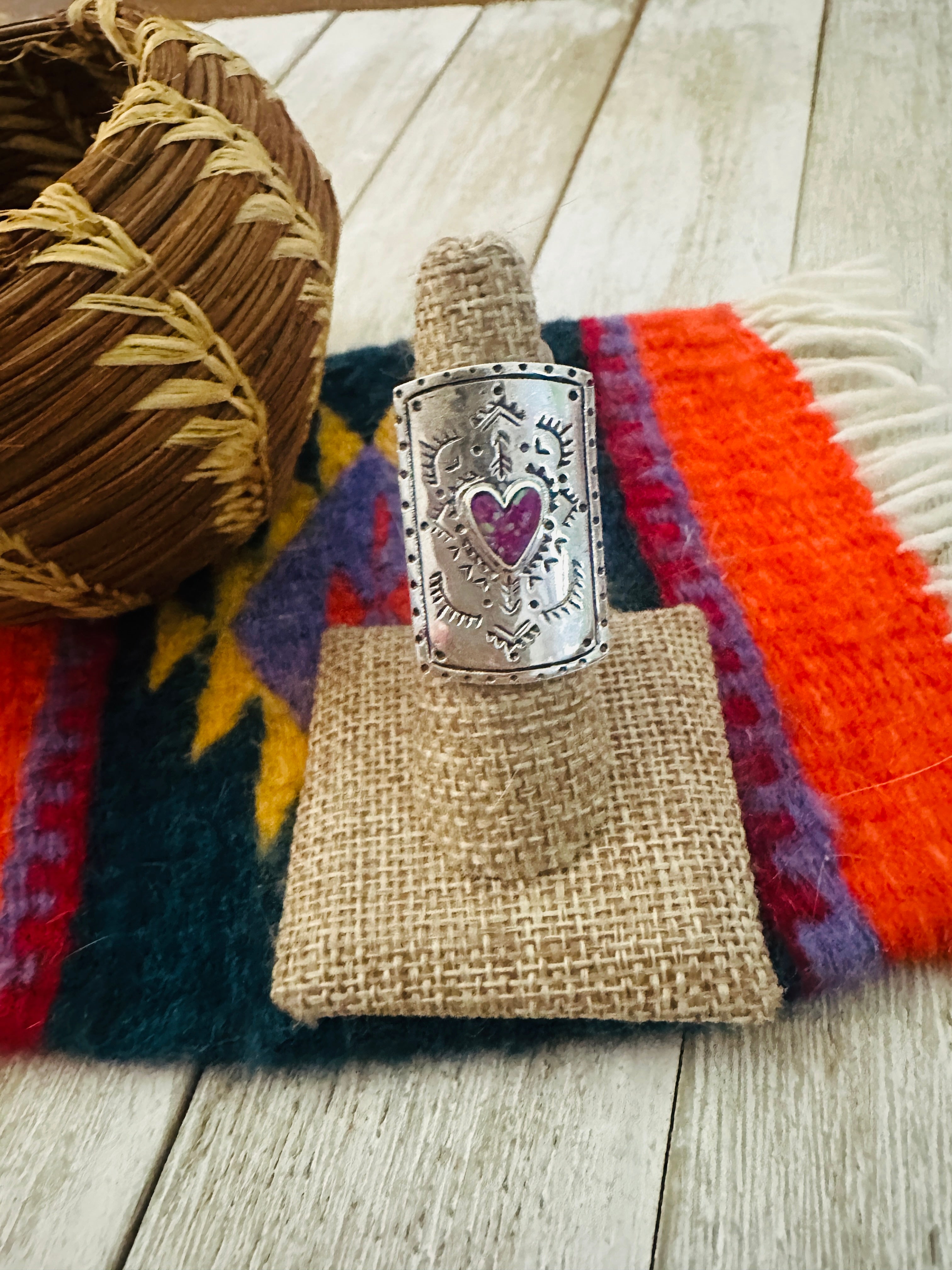 Handcrafted Opal & Sterling Silver Heart Ring size 7