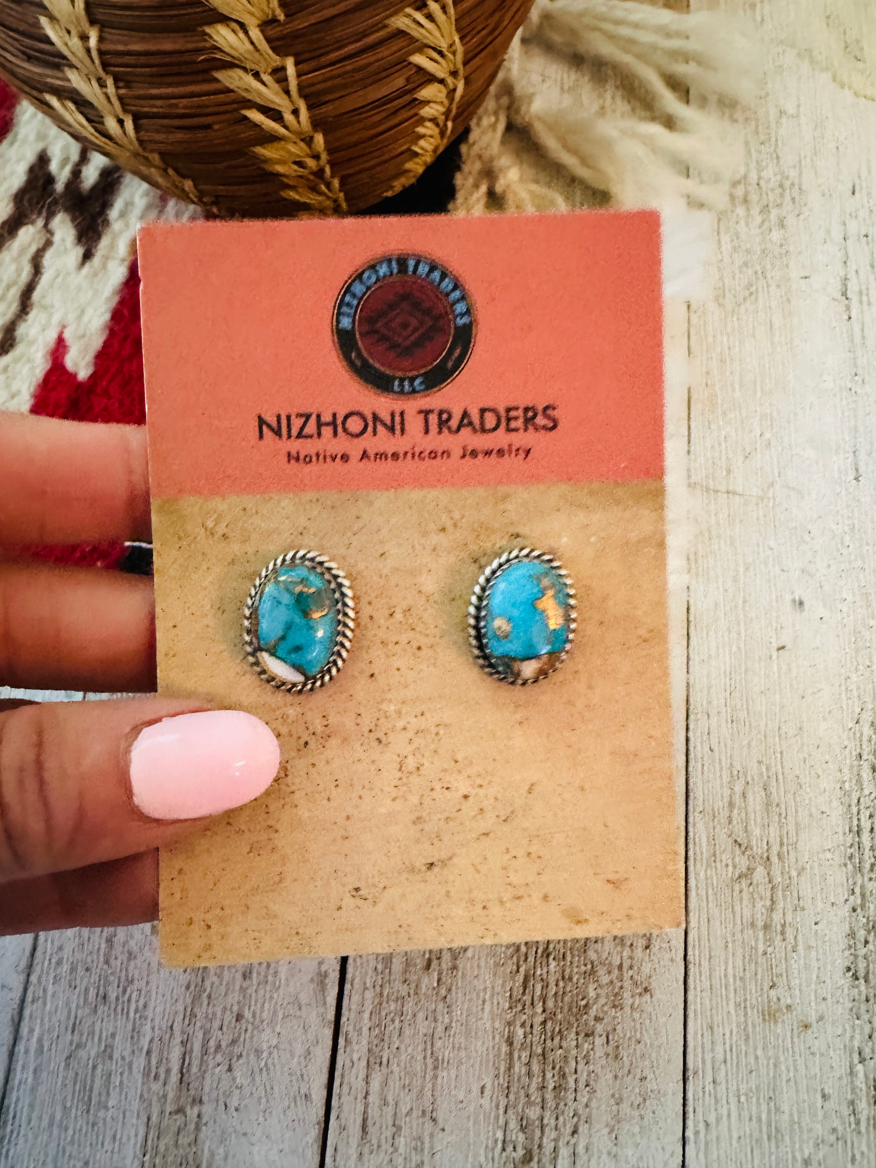 Handcrafted Sterling Silver & Spice Stud Earrings