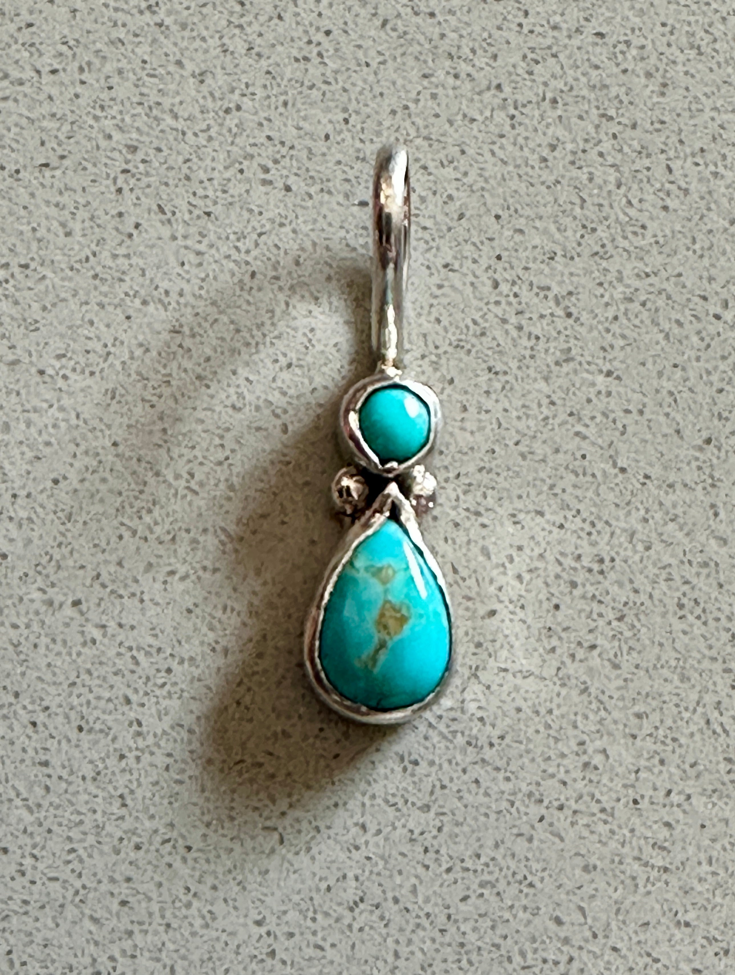 Navajo Turquoise & Sterling Silver Mini Two Stone Pendant