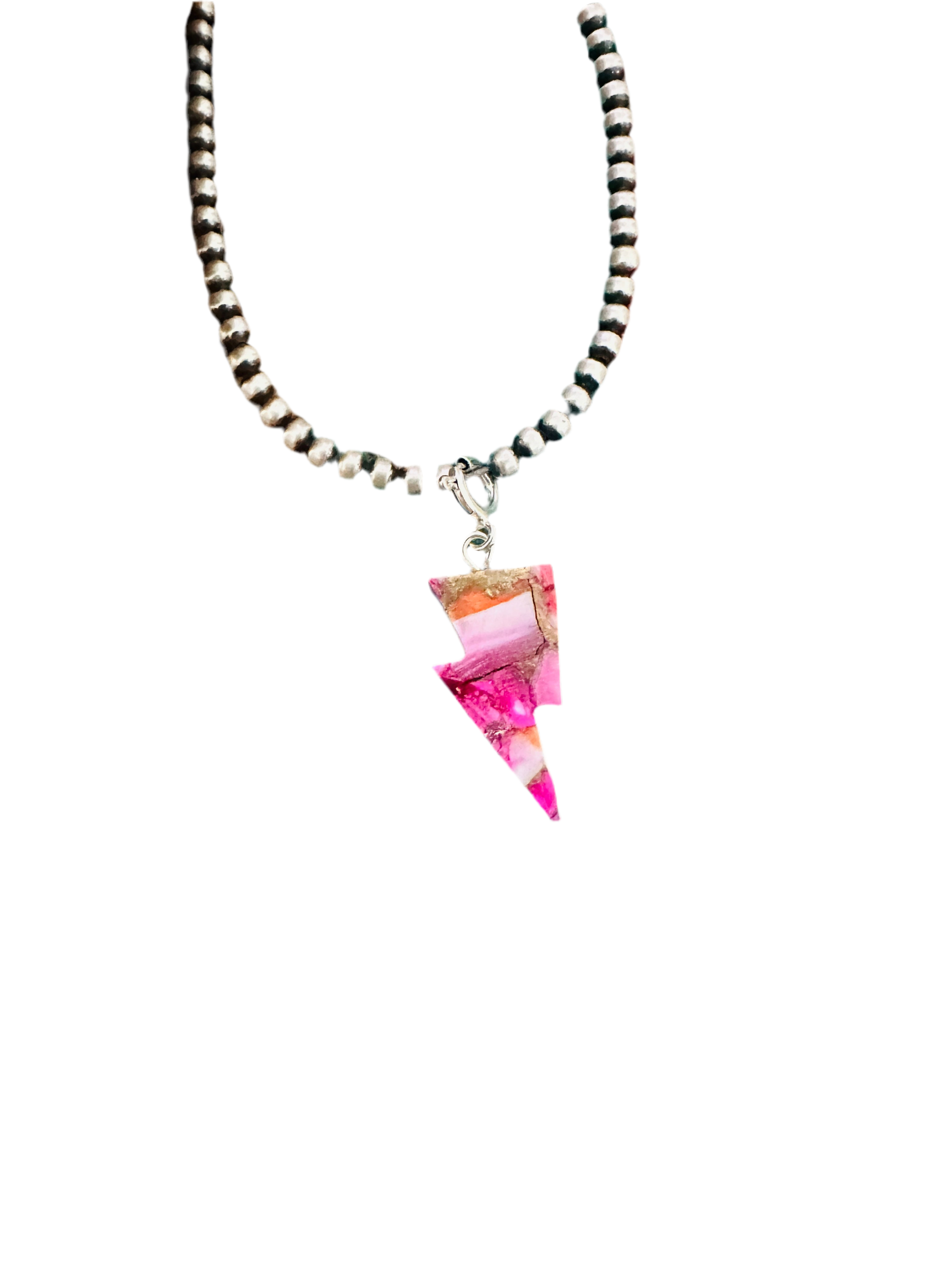 Handcrafted & Hand Carved Pink Mojave Lightning Bolt Charm