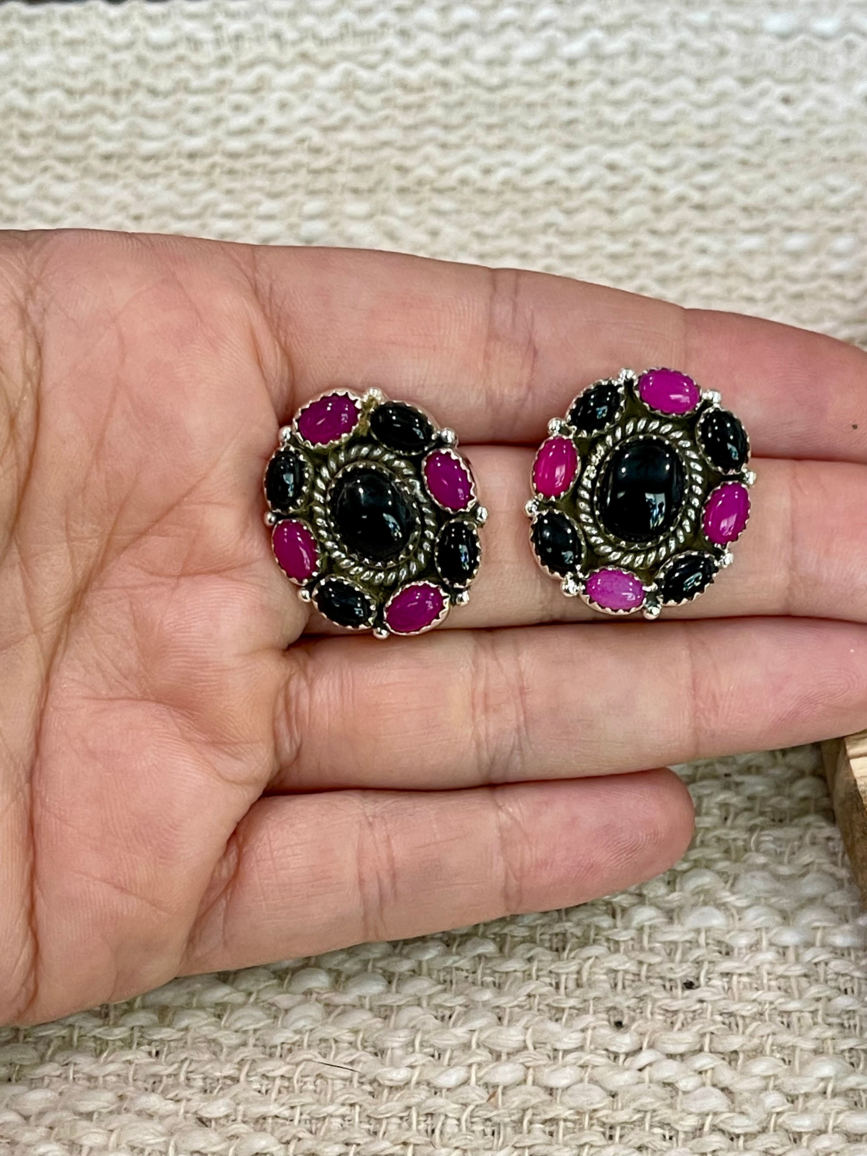 Beautiful Handmade Sterling Silver & Onyx Necklace And Earring Set