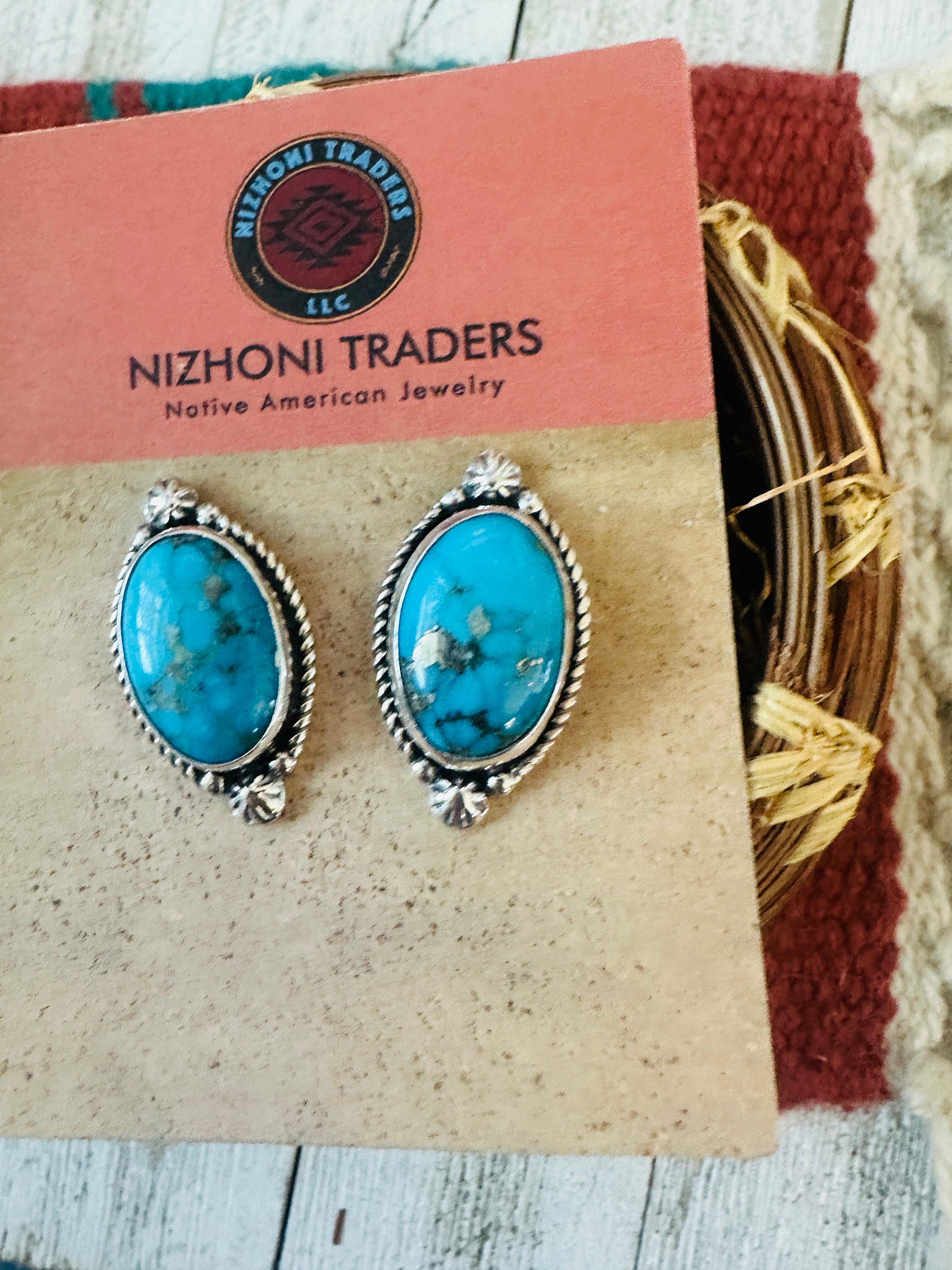 Handcrafted Sterling Silver & Turquoise Post Earrings