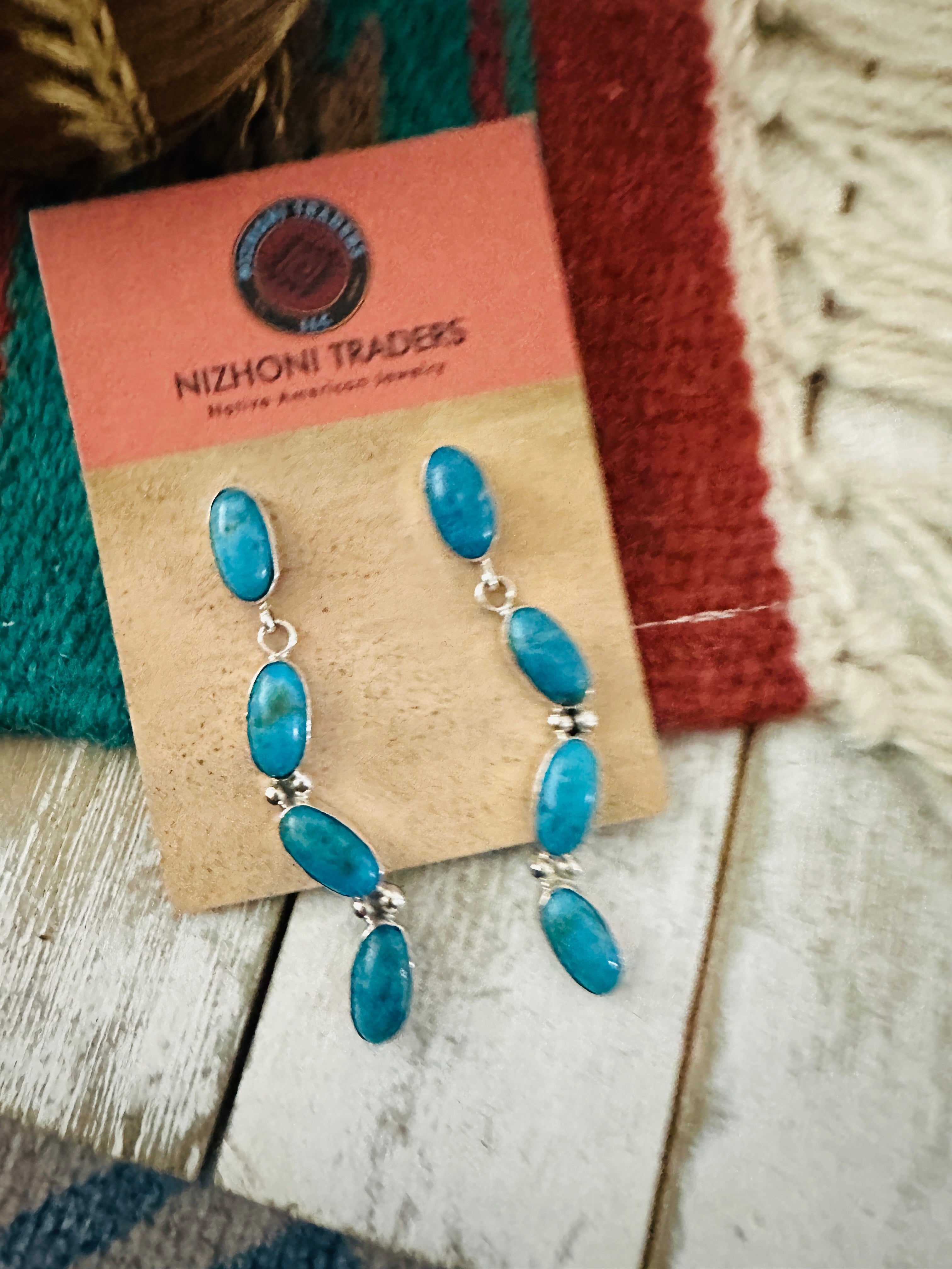 Handcrafted Sterling Silver & Turquoise Dangle Earrings