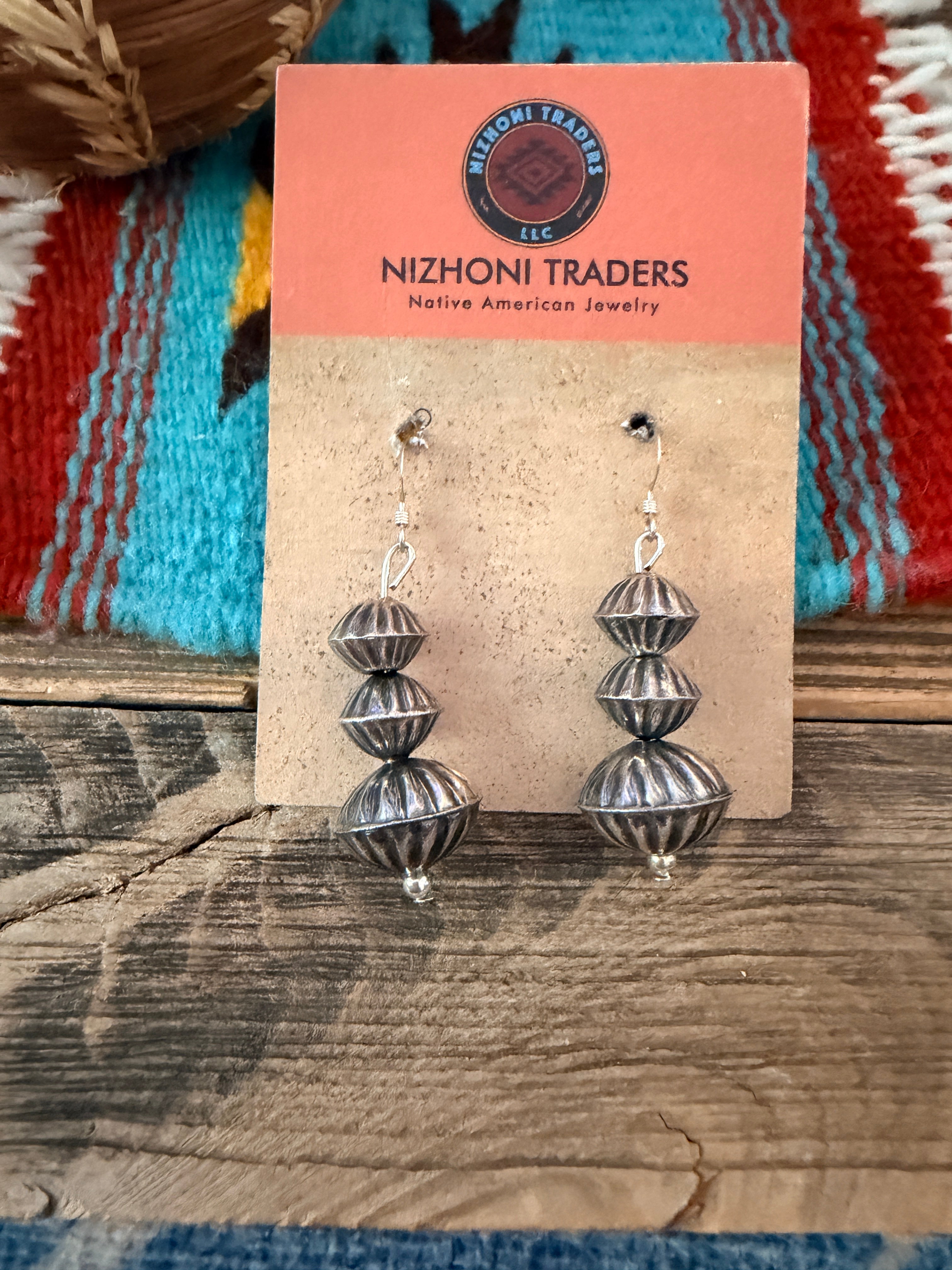 Handcrafted Sterling Silver Melon Bead Dangle Earrings