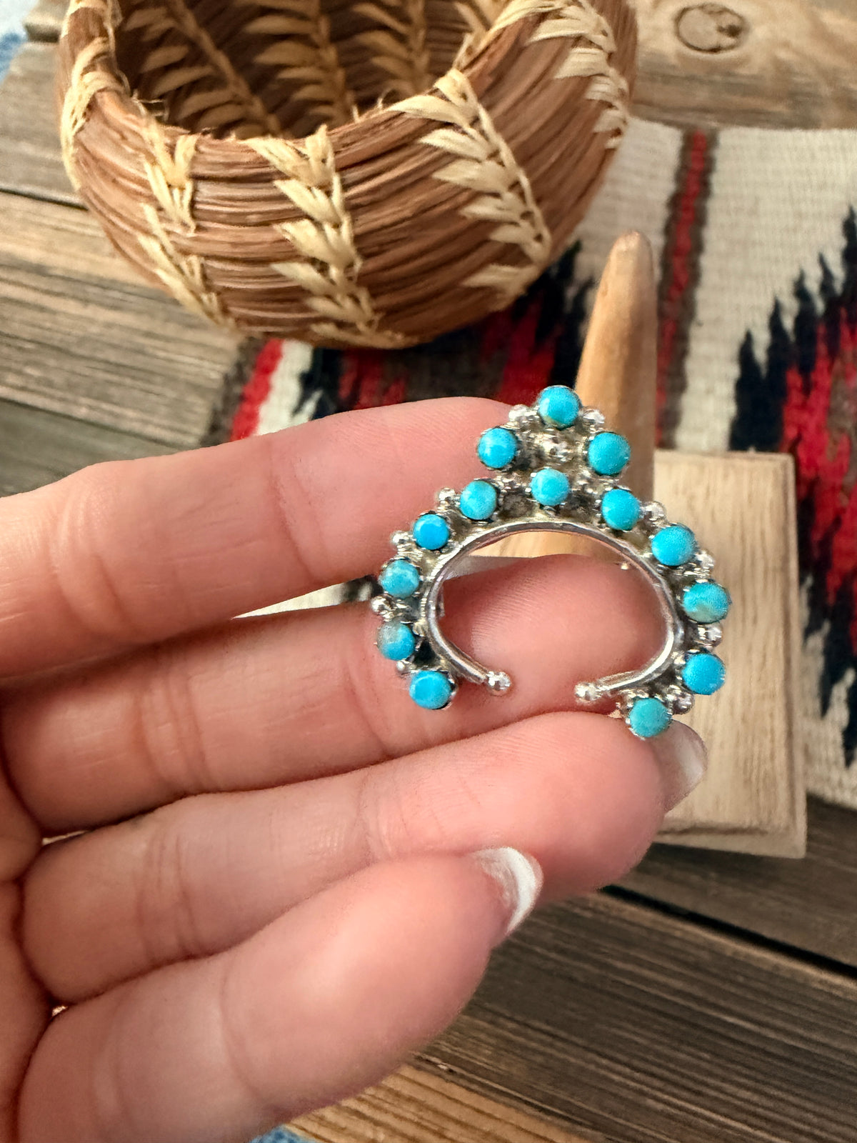 Handcrafted Turquoise & Sterling Silver Naja Cluster Ring