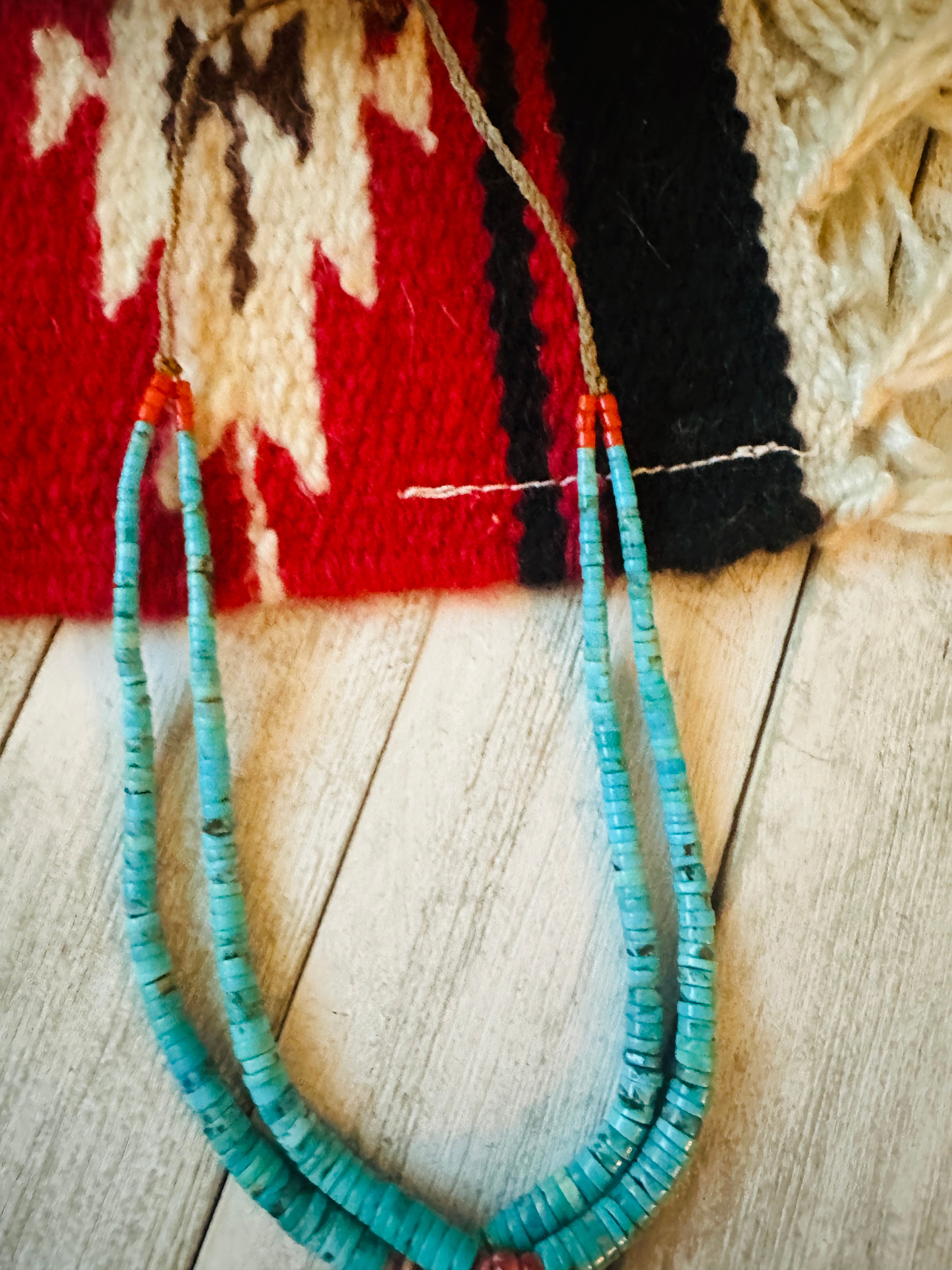 Old Pawn Santo Domingo Turquoise Beaded Necklace