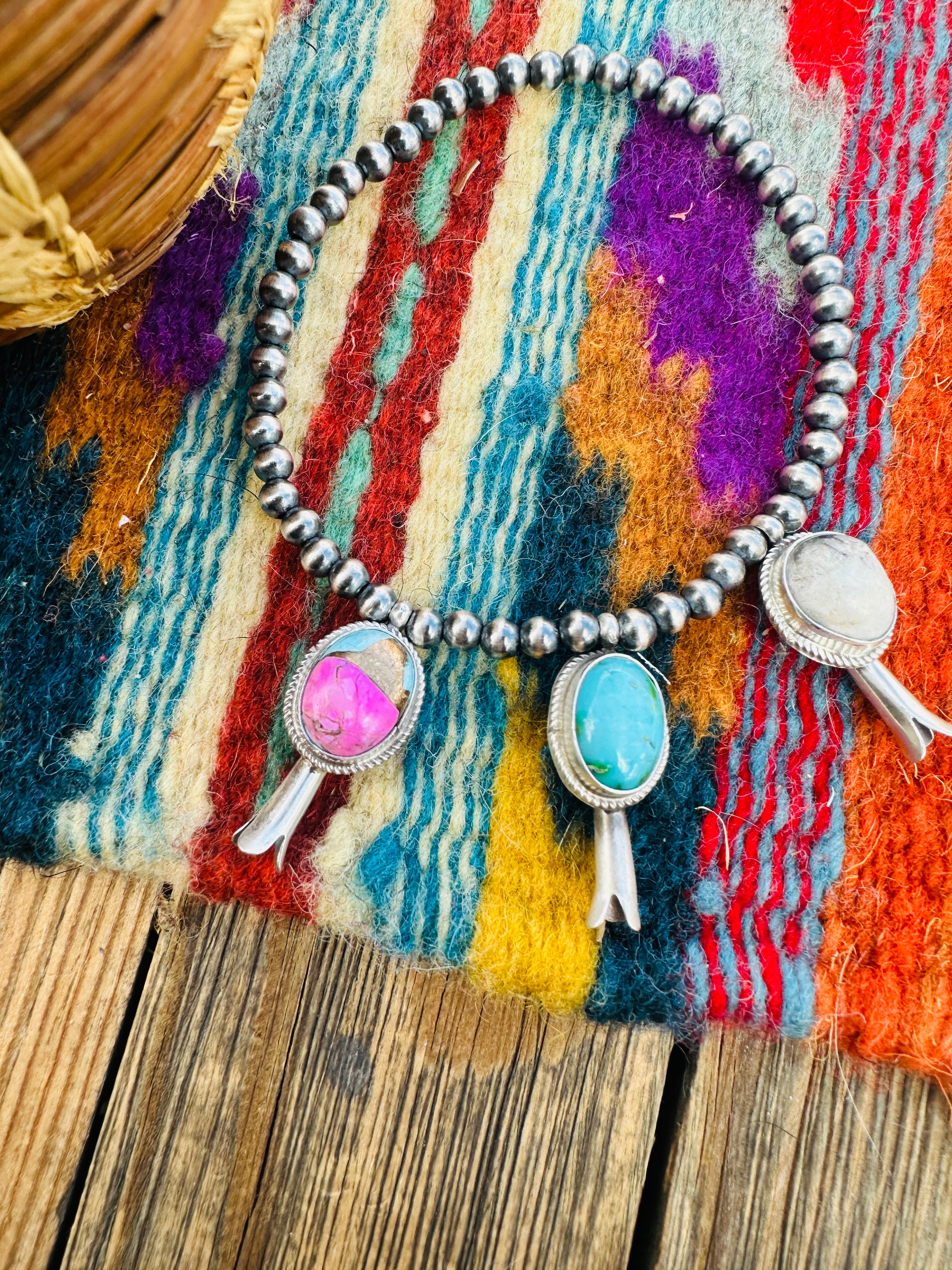 Handcrafted 3mm Sterling Silver Pearl & Multi Stone Blossom Stretch Bracelet