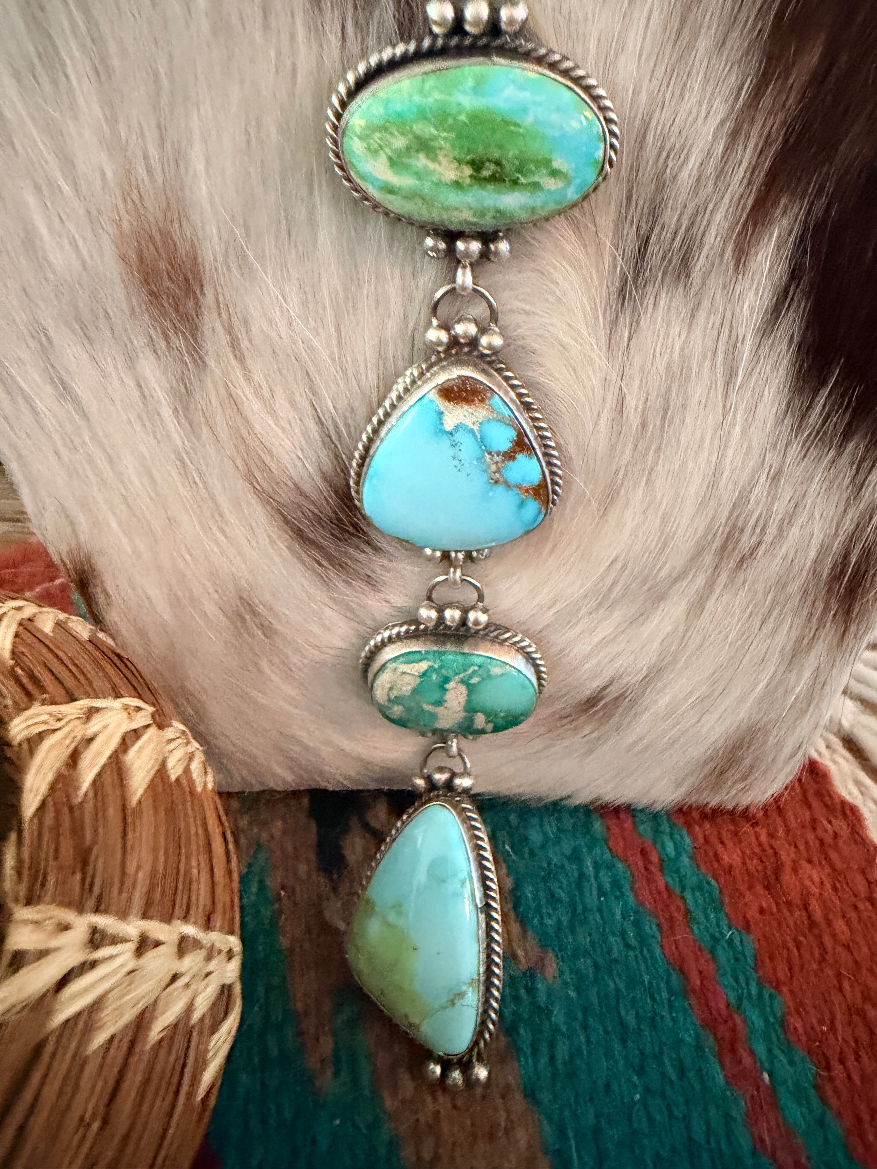 Handcrafted Multi Turquoise & Sterling Silver Lariat Necklace by Vicky Hicks
