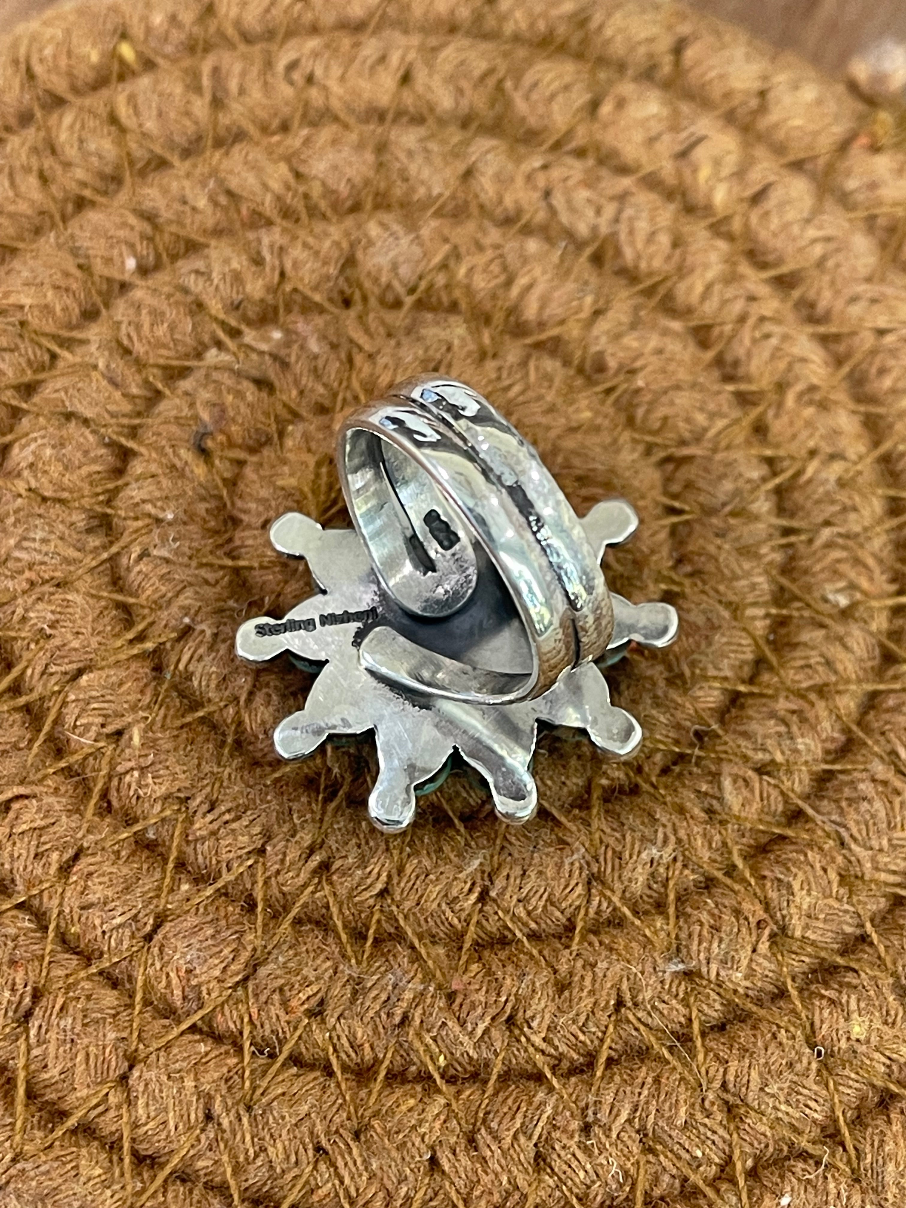 Handcrafted Sterling Silver & Kingman Turquoise Adjustable Ring