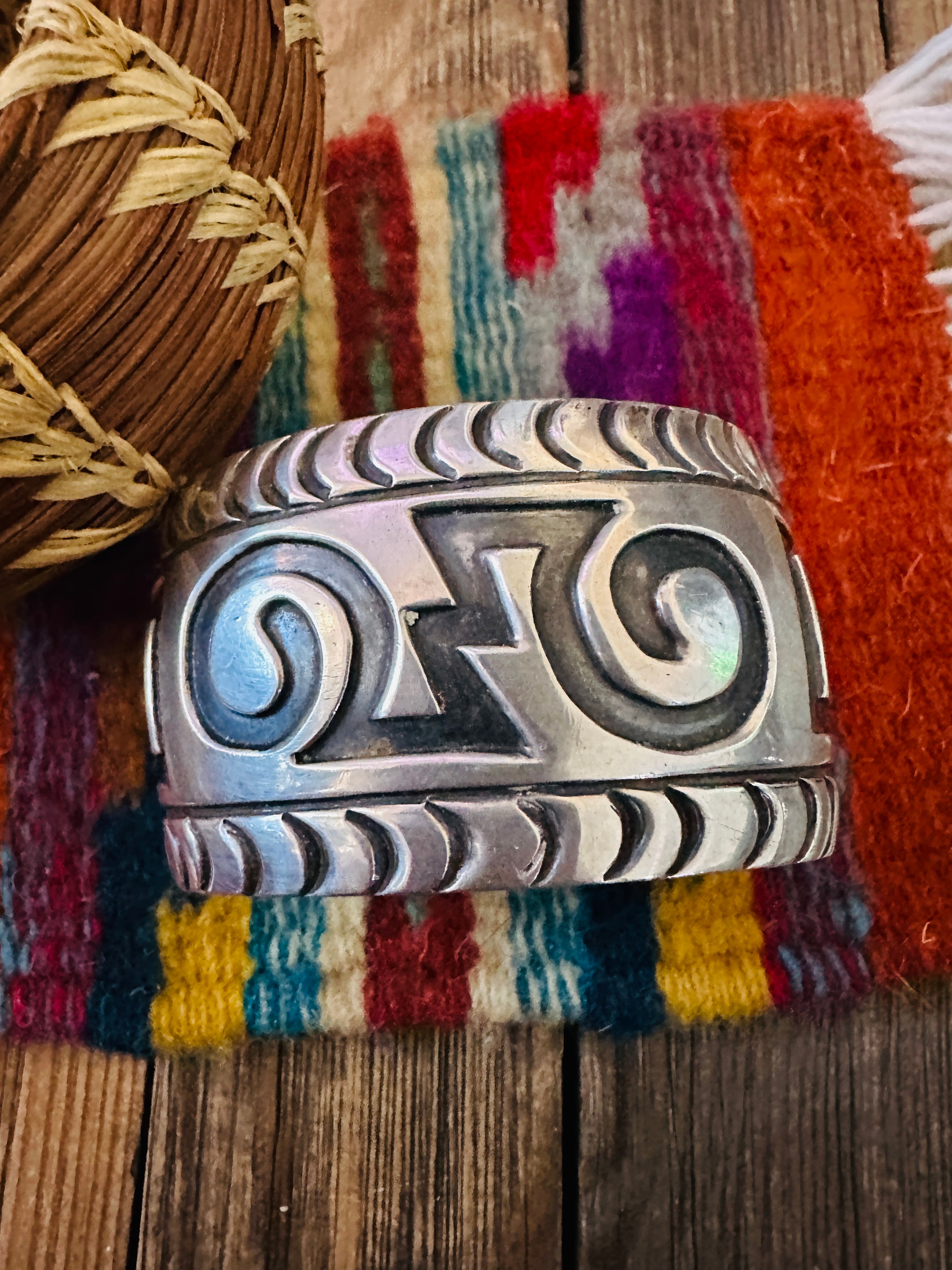 Handcrafted Old Pawn Sterling Silver Cuff Bracelet