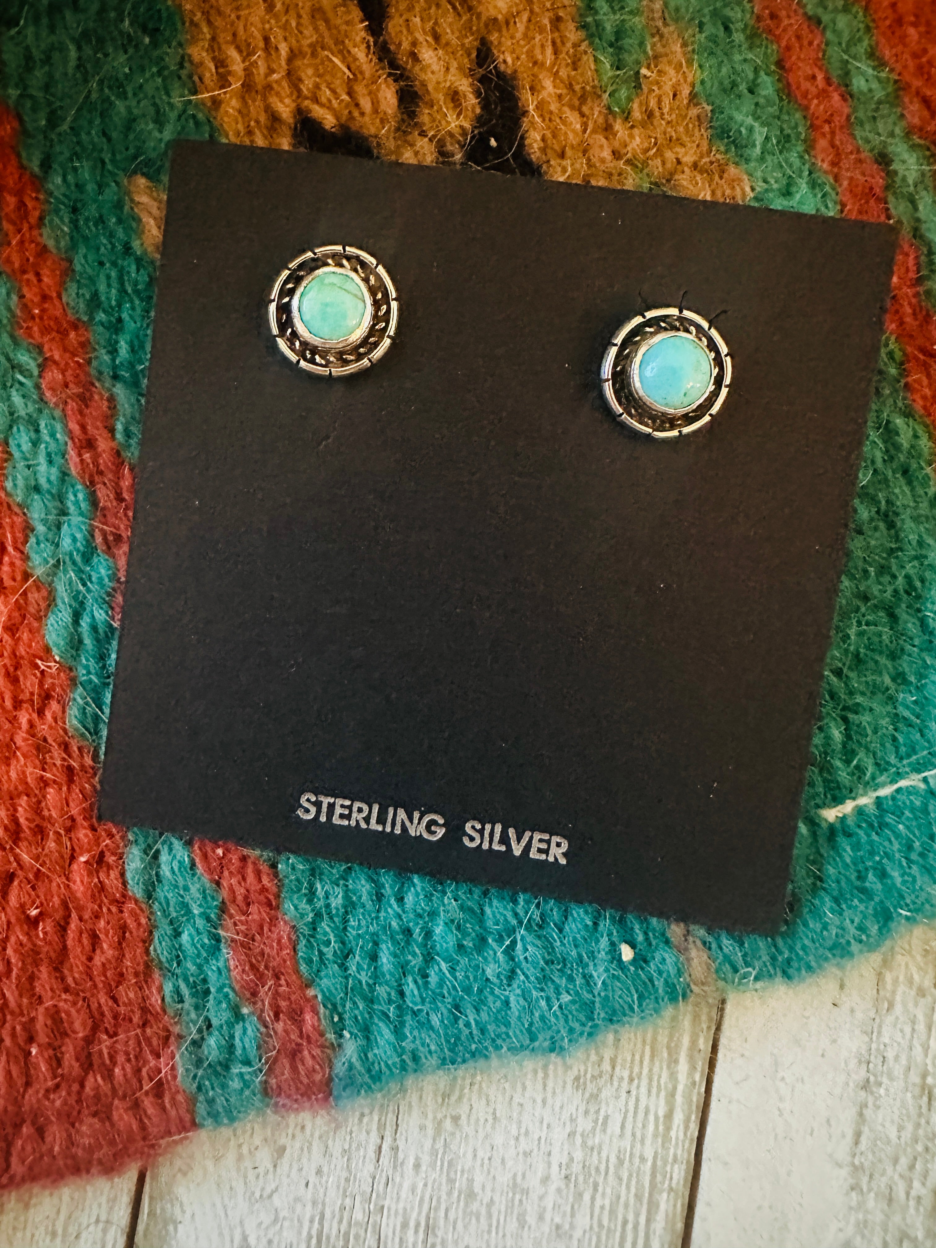 Navajo Turquoise and Sterling Silver Stud Earrings