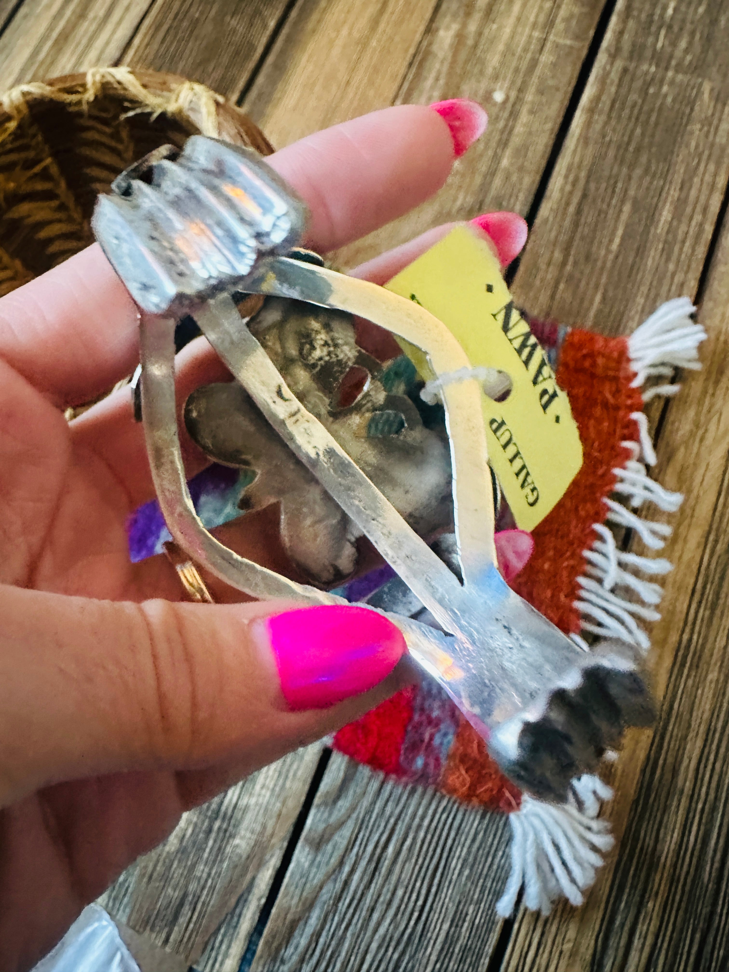 Handcrafted Old Pawn Sterling Silver & Turquoise Butterfly Cuff Bracelet