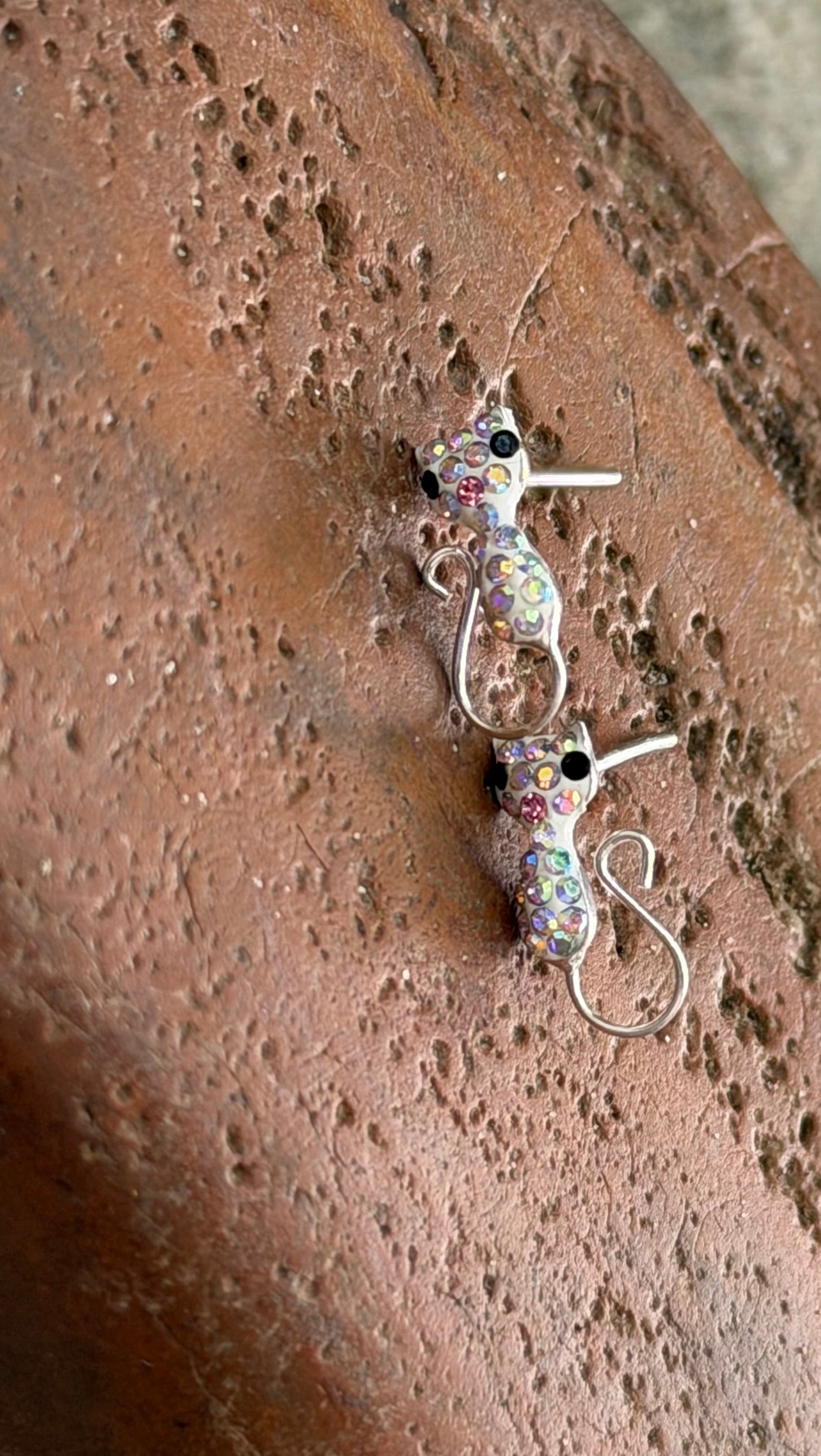 Cat CZ Sterling Silver Stud  Earrings