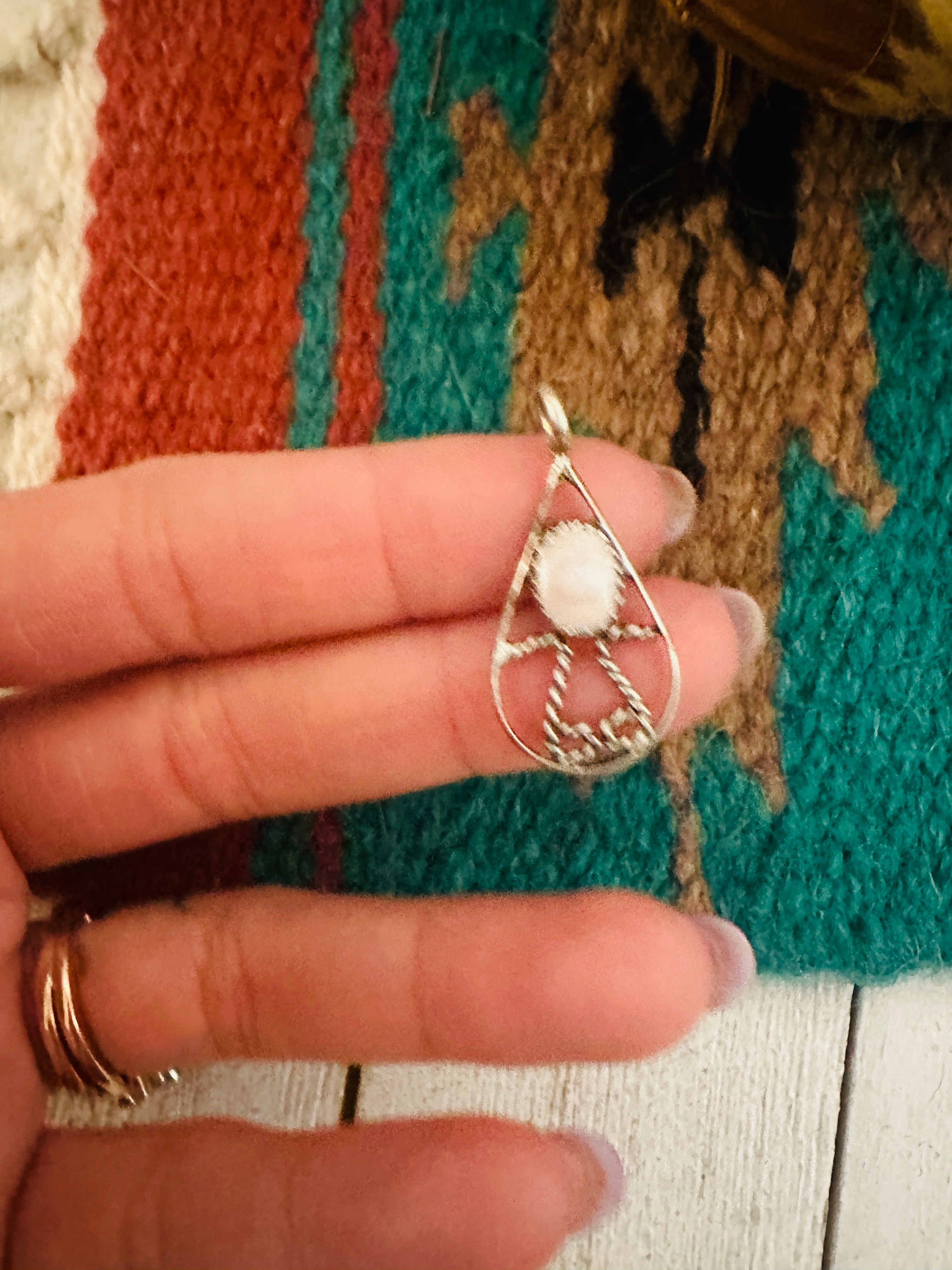 Vintage Navajo Mother of Pearl & Sterling Silver Pendant