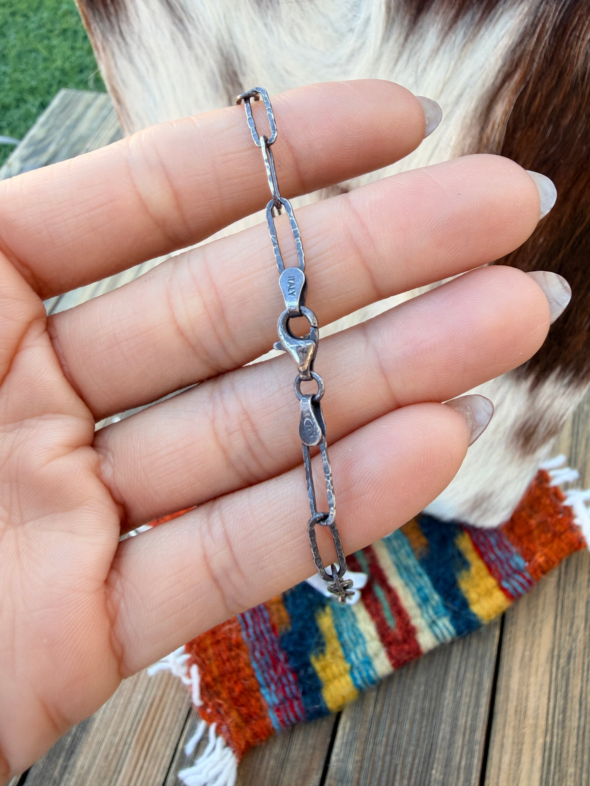 Handmade Sterling Silver & Turquoise Cow Necklace
