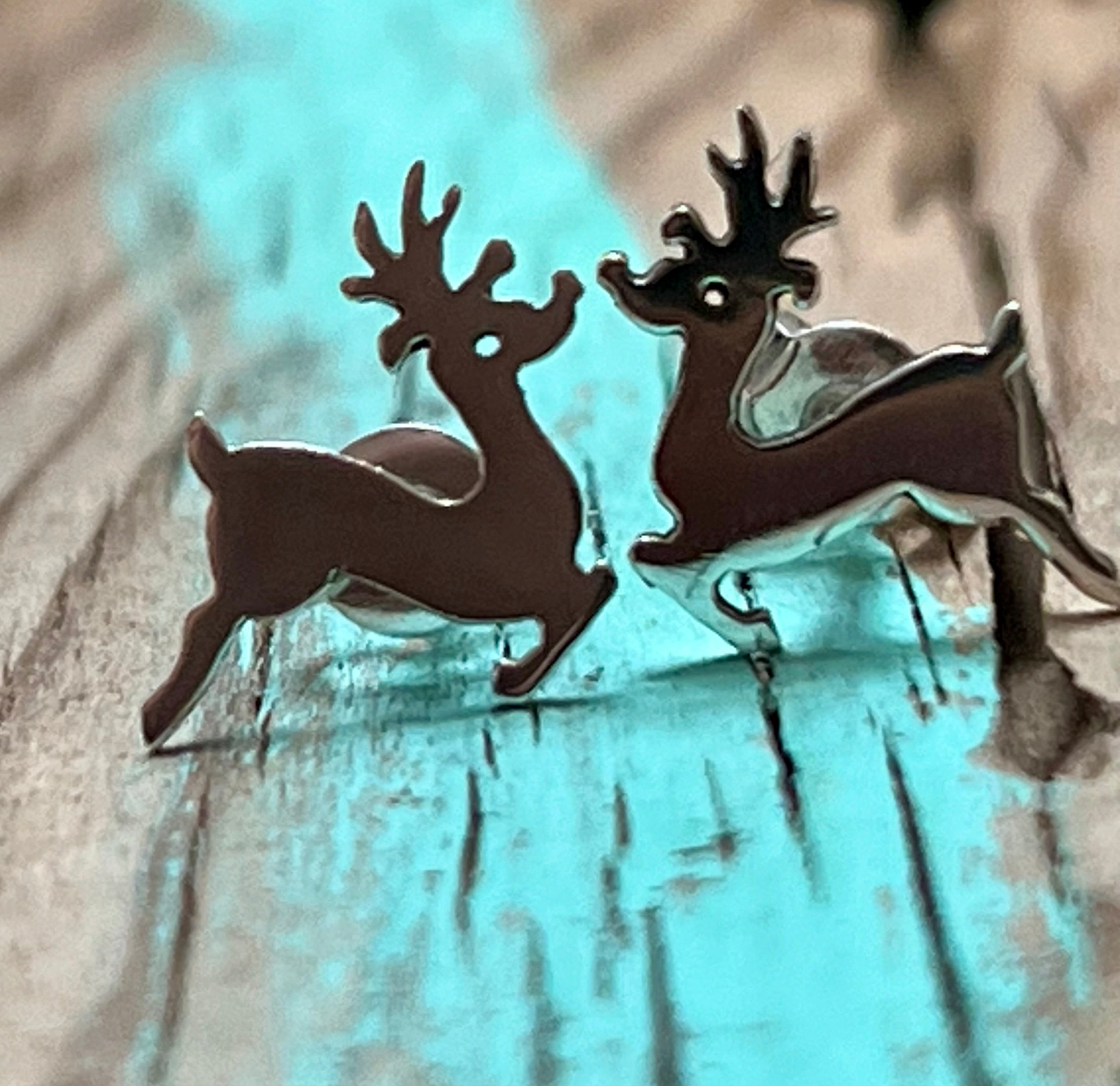Sterling Silver Flying Reindeer Earrings On Post