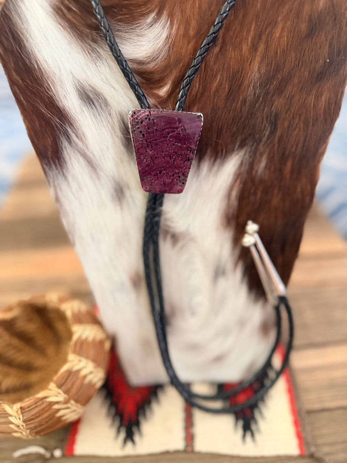 Handcrafted Sterling Silver & Purple Spiny Oyster Bolo Tie