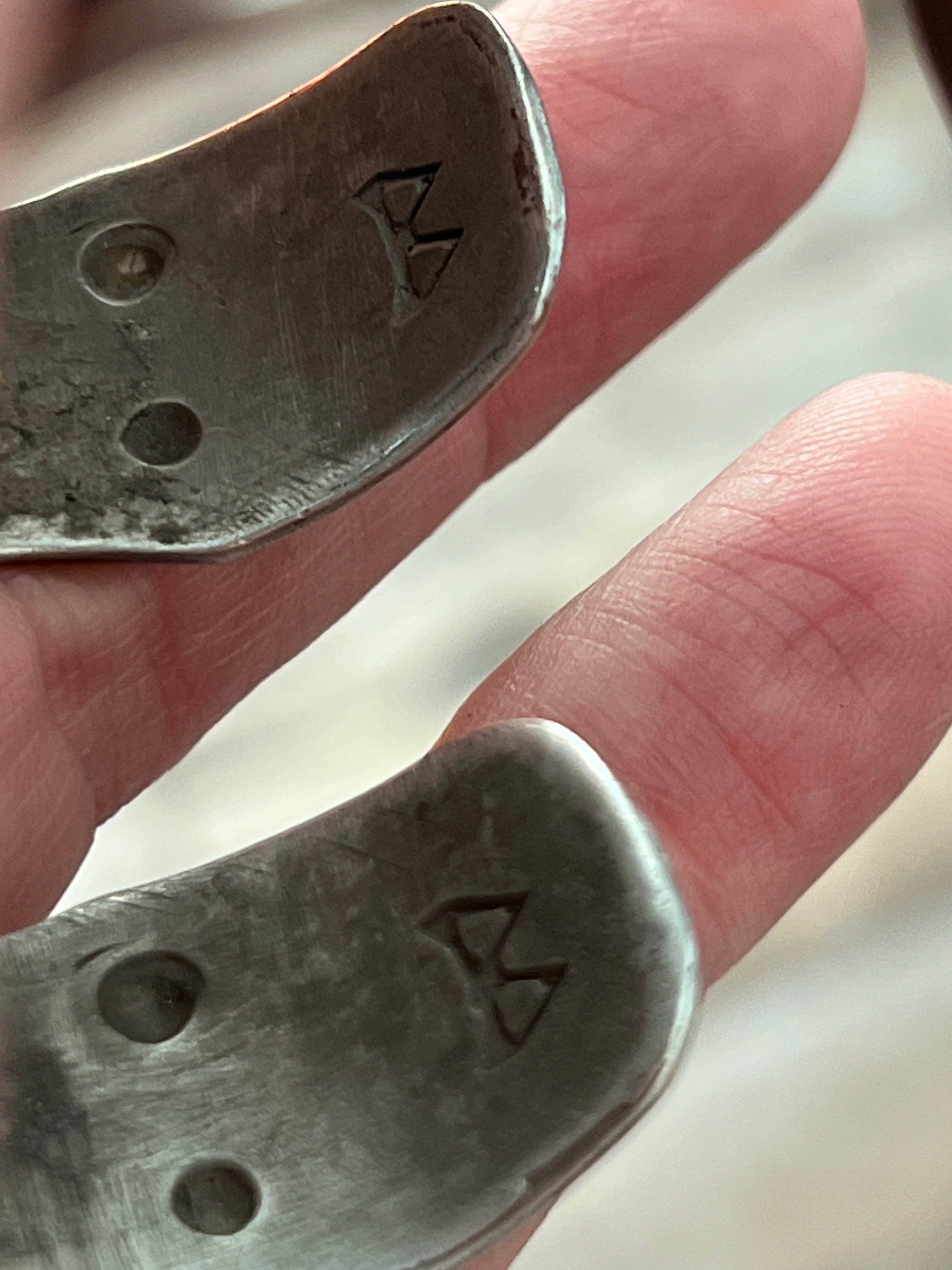 Hand Forged Old Pawn Sterling Silver & Turquoise Ingot Cuff Bracelets by Santa Fe Artist, Buffalo: The Twins