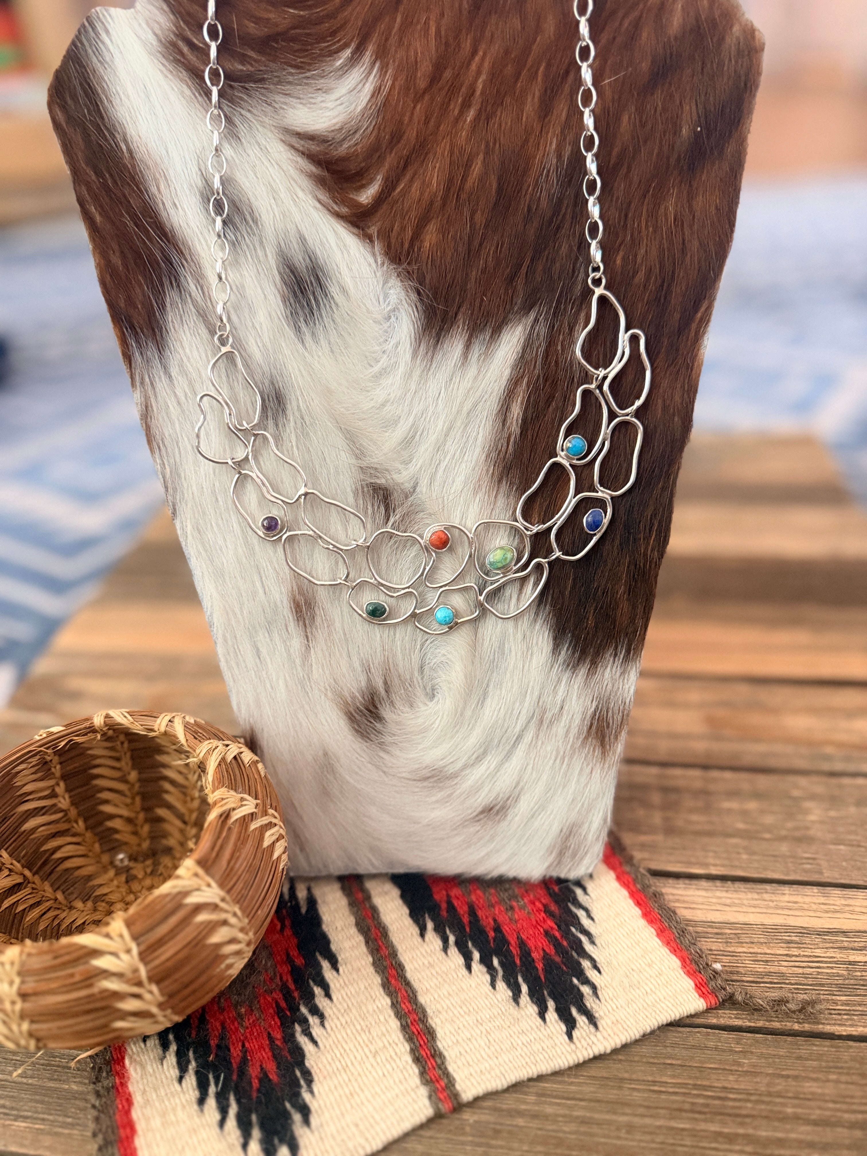Handcrafted Multi Stone & Sterling Silver Necklace