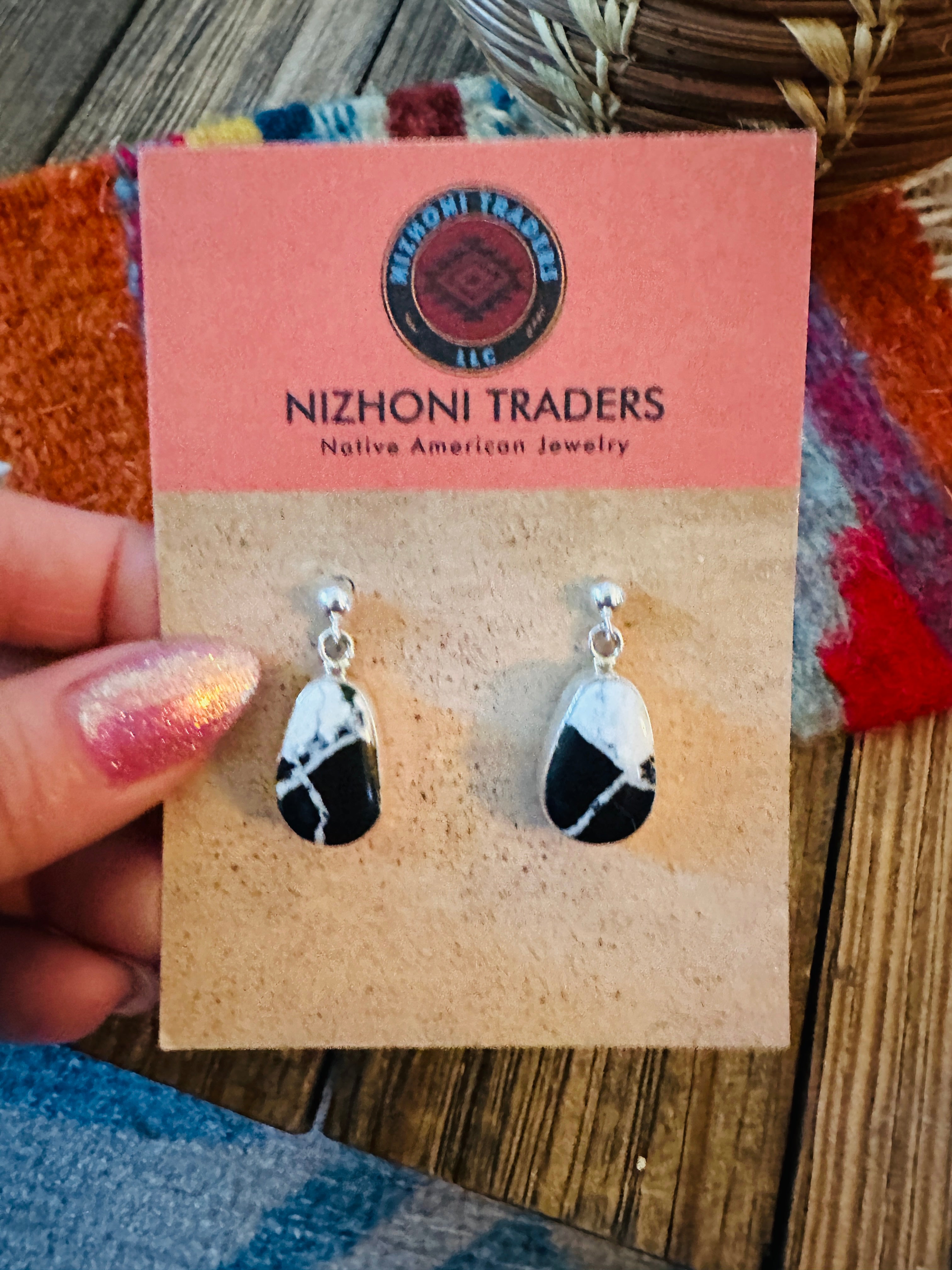 Handcrafted White Buffalo & Sterling Silver Dangle Earrings