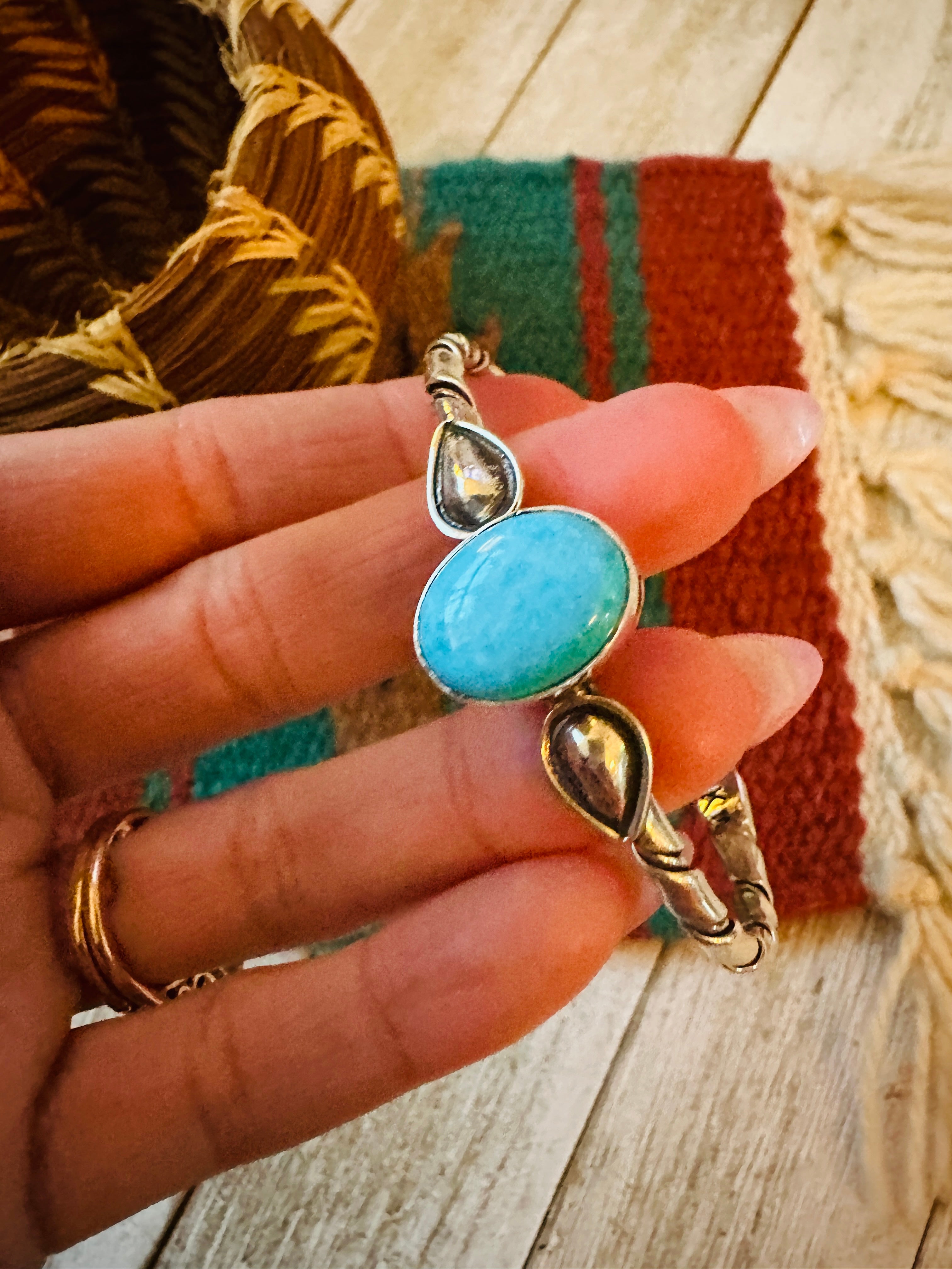 Handcrafted Turquoise & Sterling Silver Cuff Bracelet