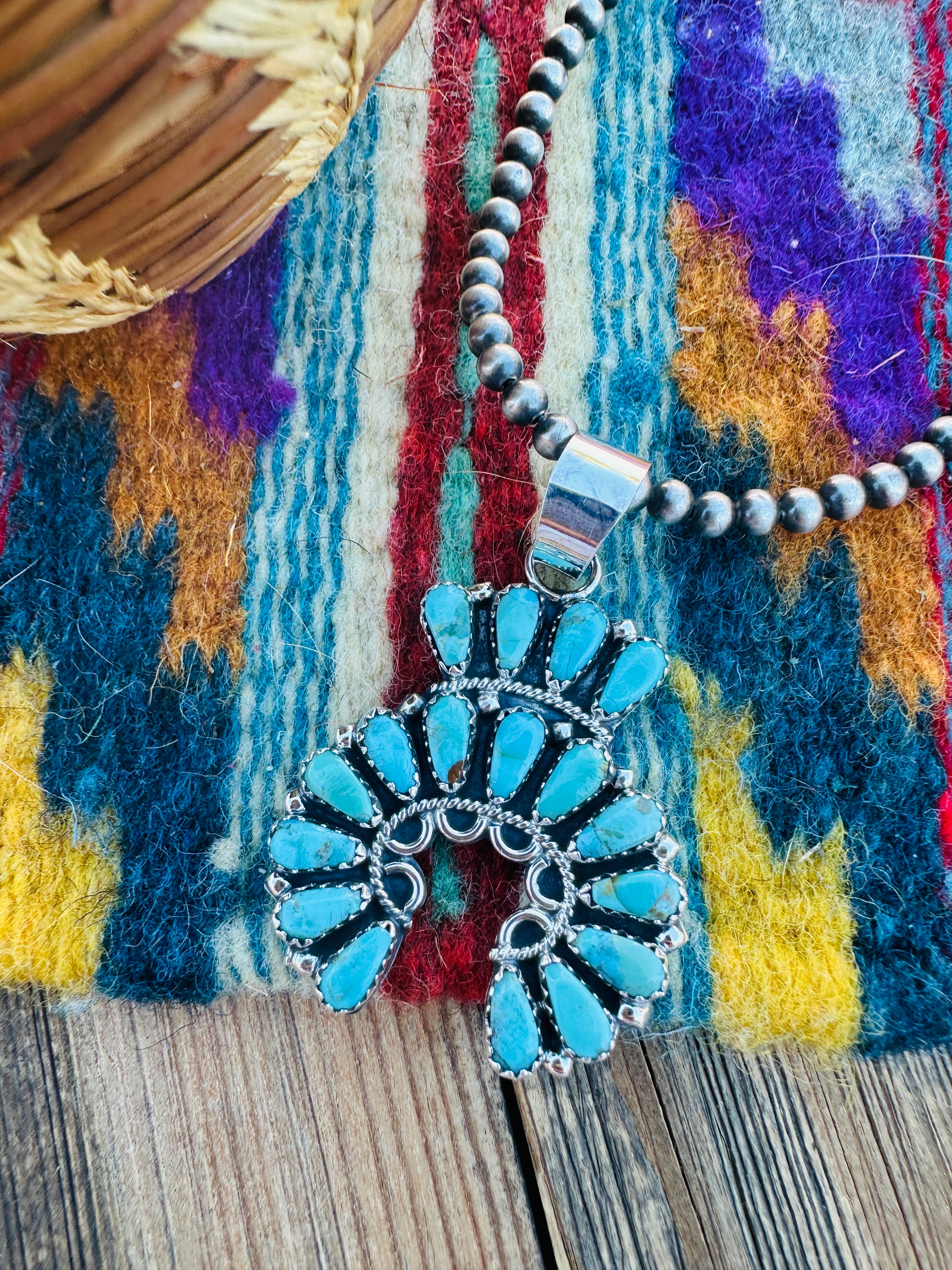 Handcrafted Sterling Silver & Turquoise Naja Pendant
