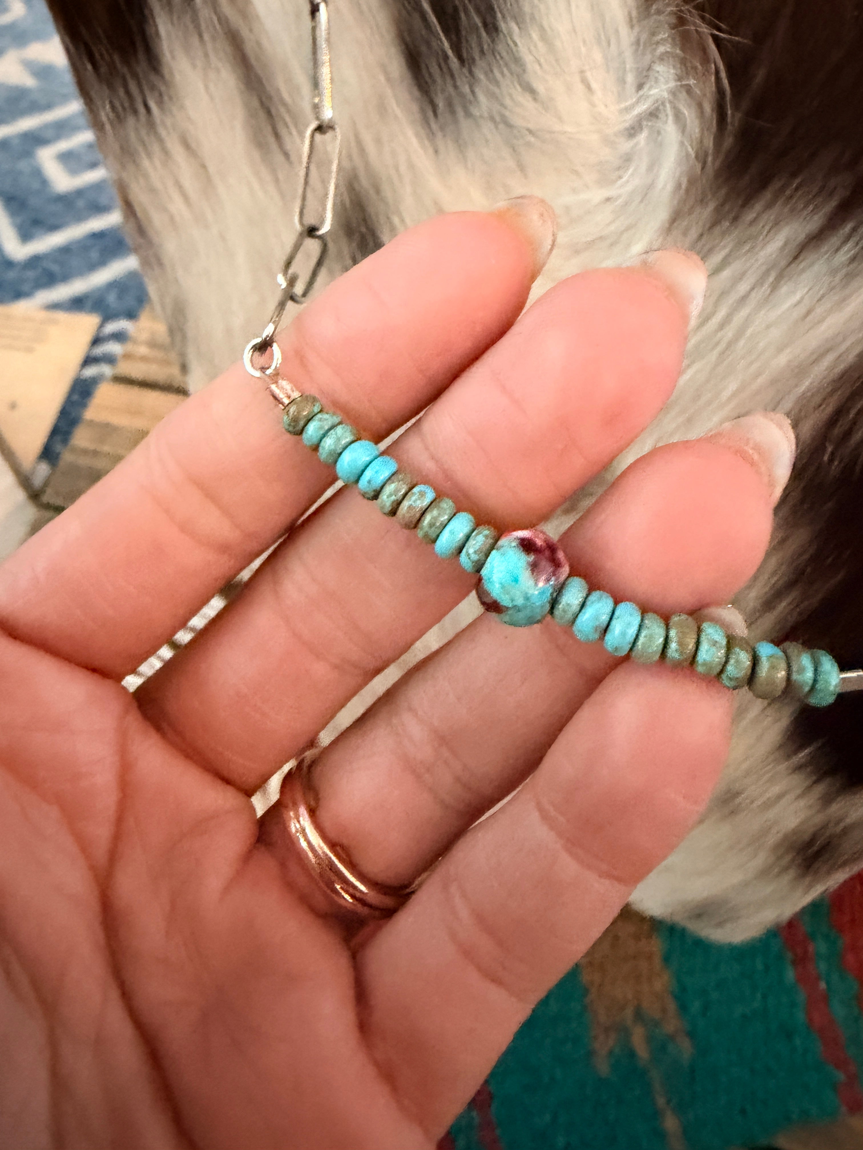 Handmade Sterling Silver, Turquoise & Spice Beaded Necklace