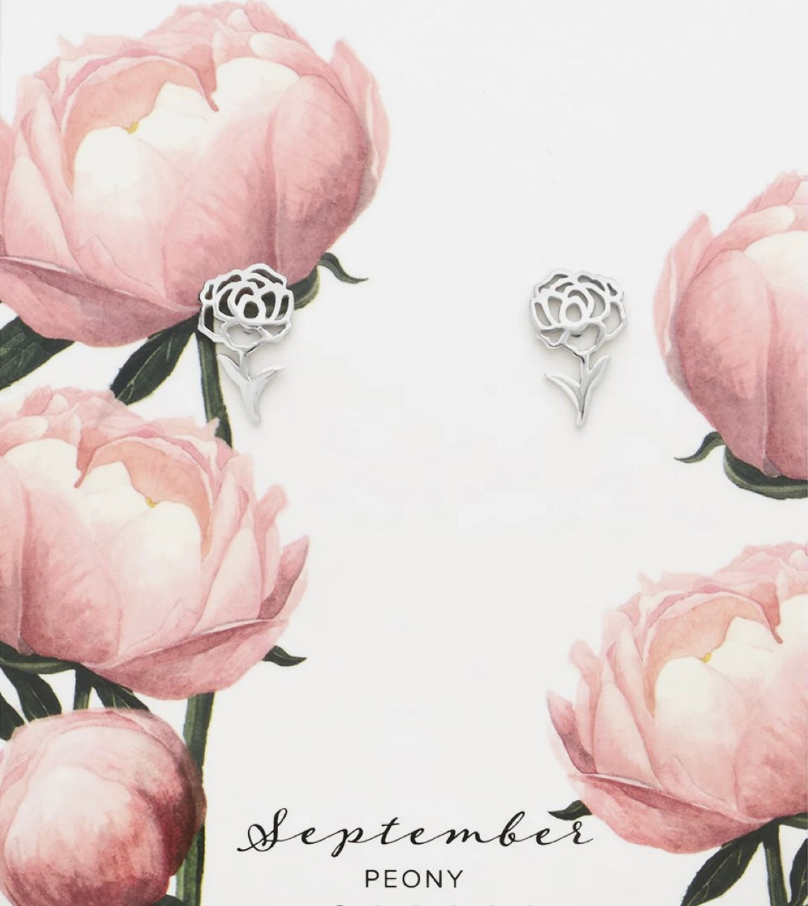 Sterling Silver Birthday Flower Stud Earrings September