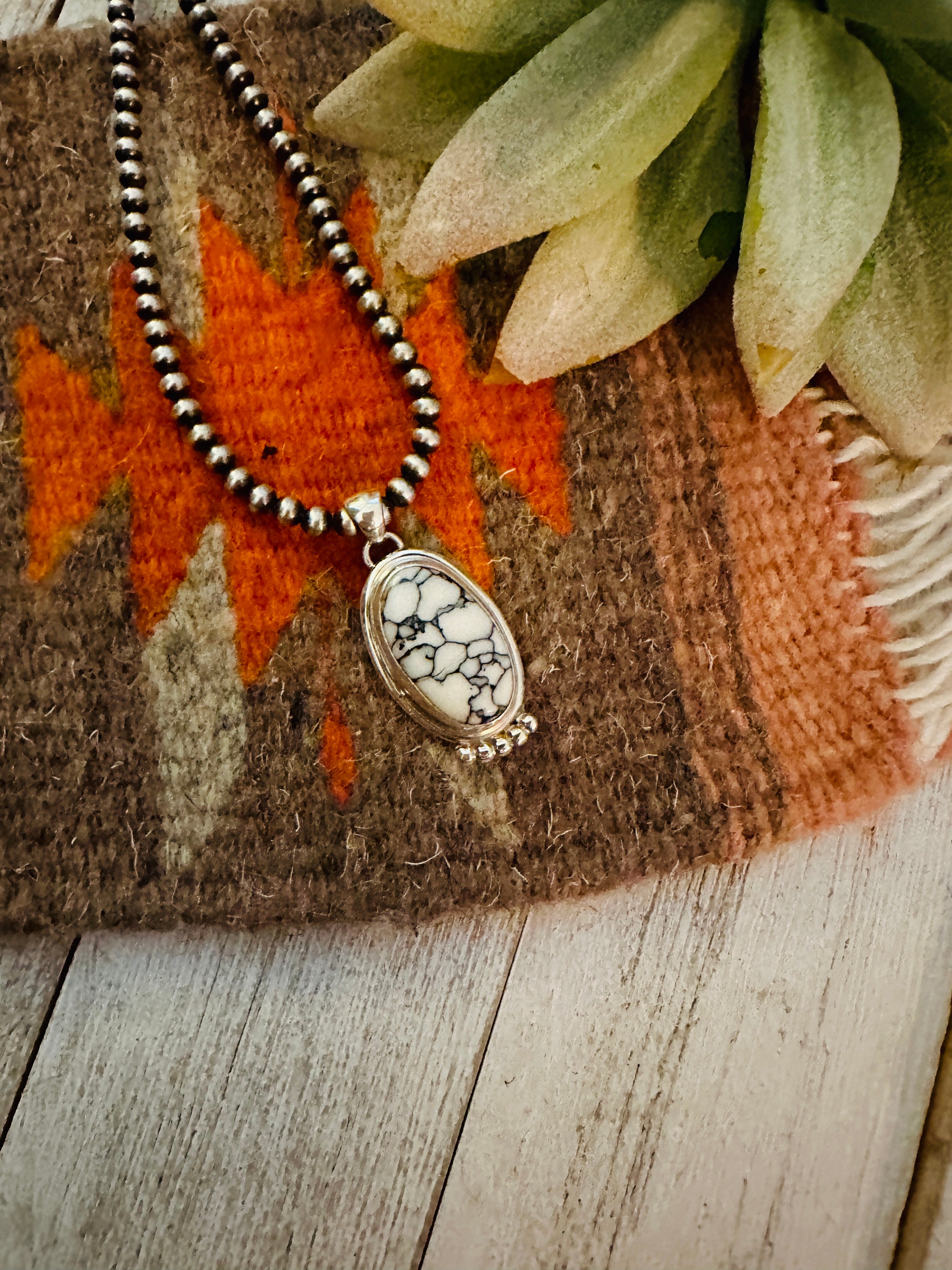 Navajo Howlite & Sterling Silver Pendant