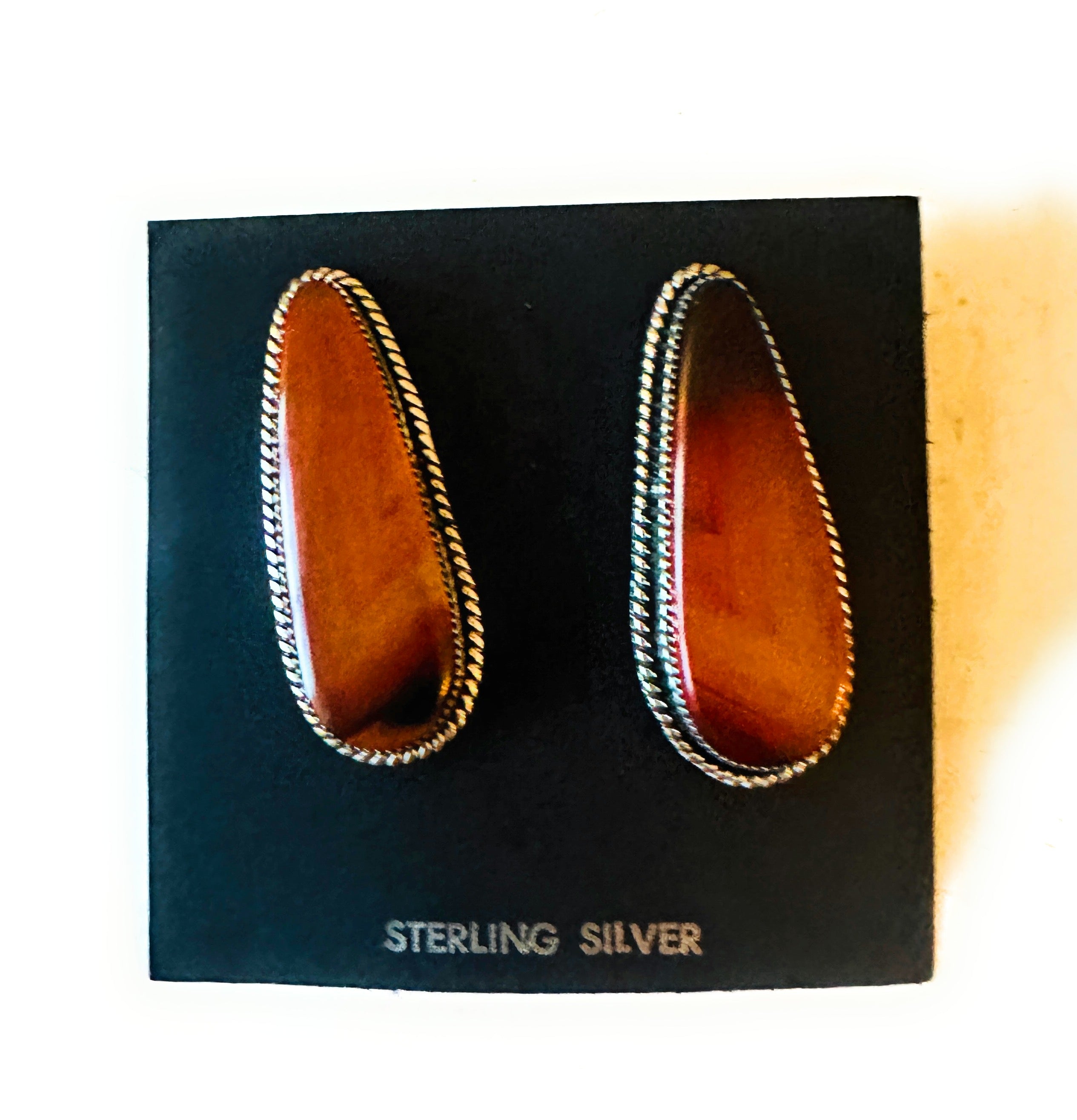 Navajo Jasper Sterling Silver Post Earrings Signed