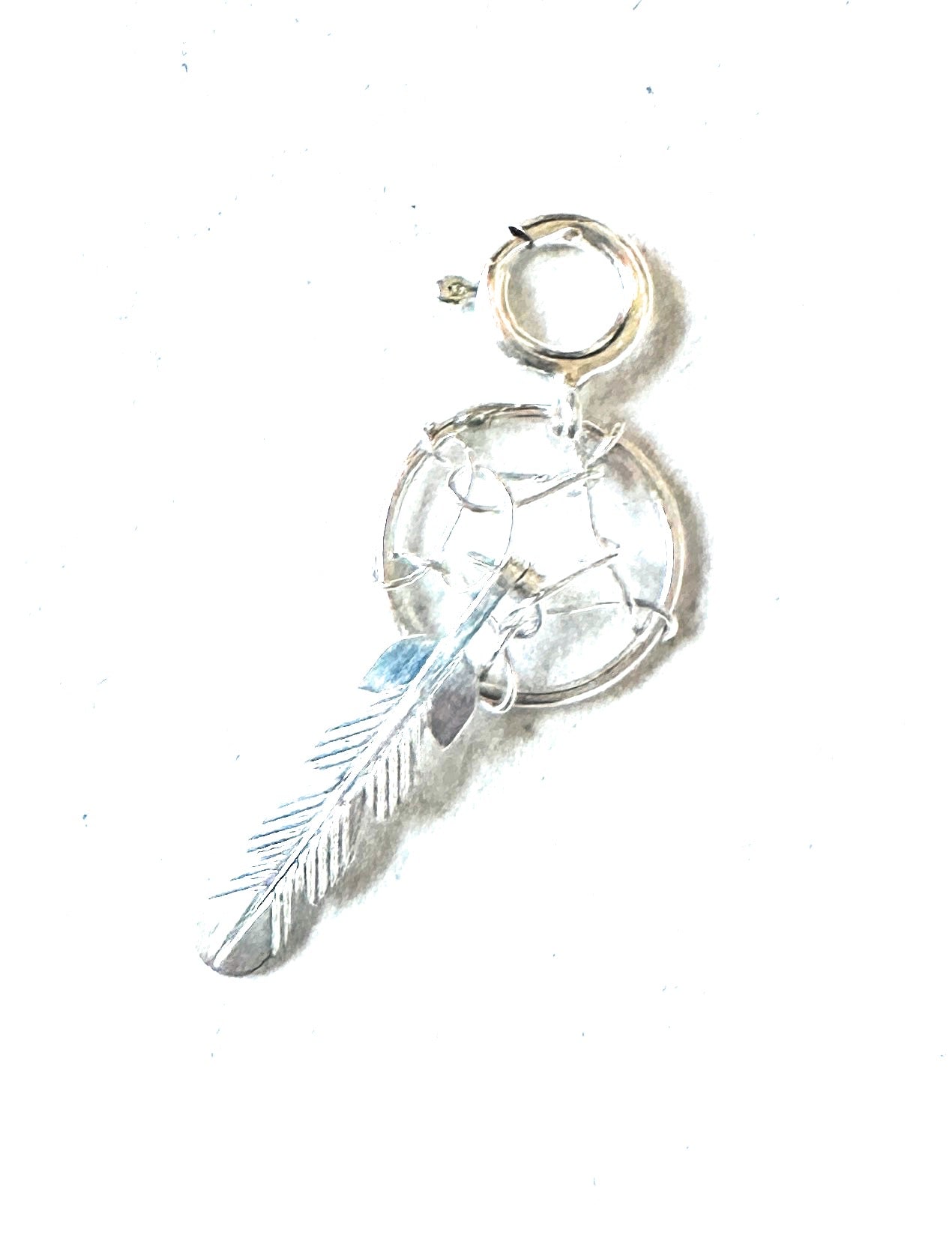 Navajo Crafted Sterling Silver Mini Dream Catcher Charm