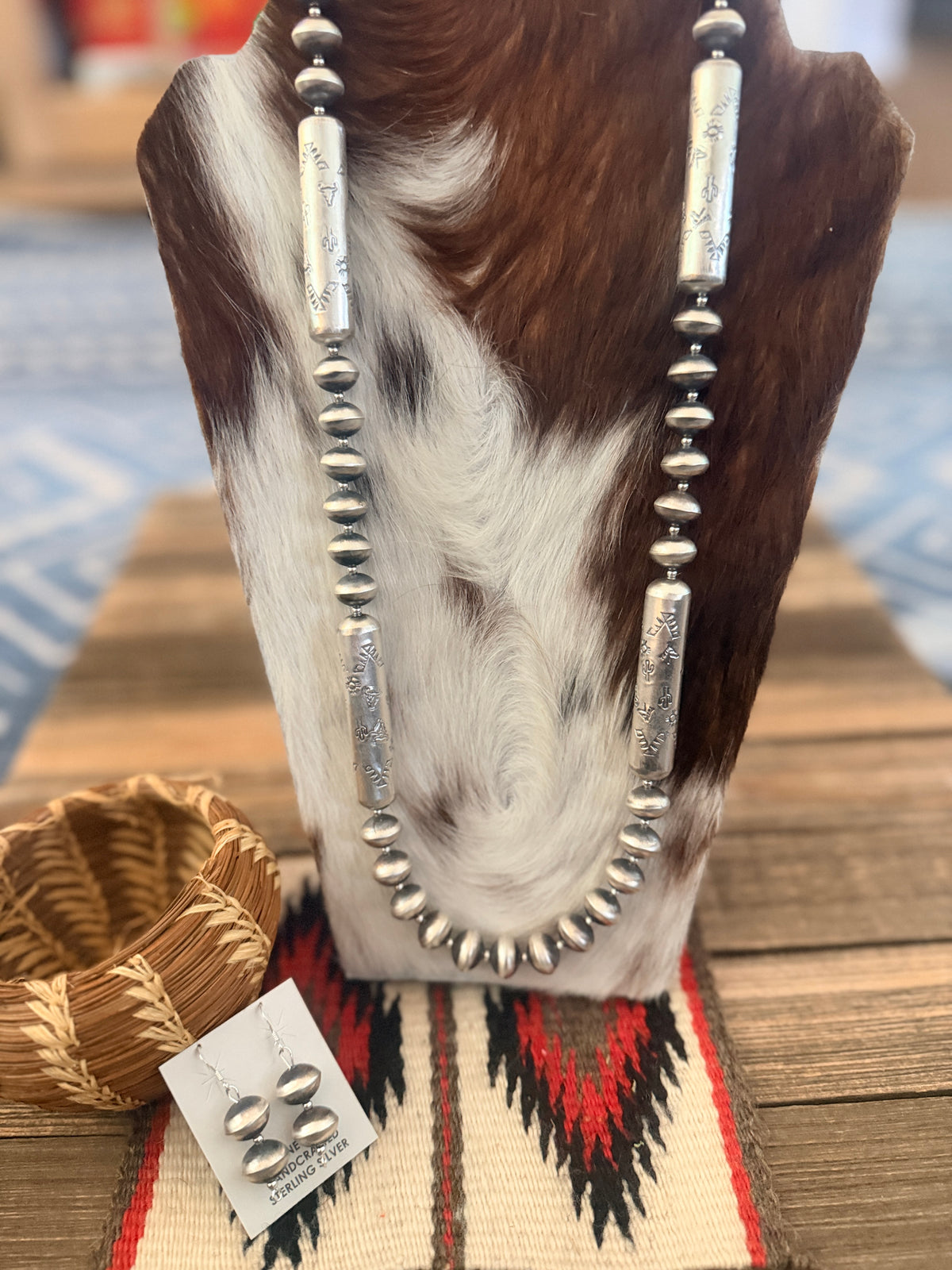 Handcrafted Sterling Silver Beaded Necklace and Earring Set