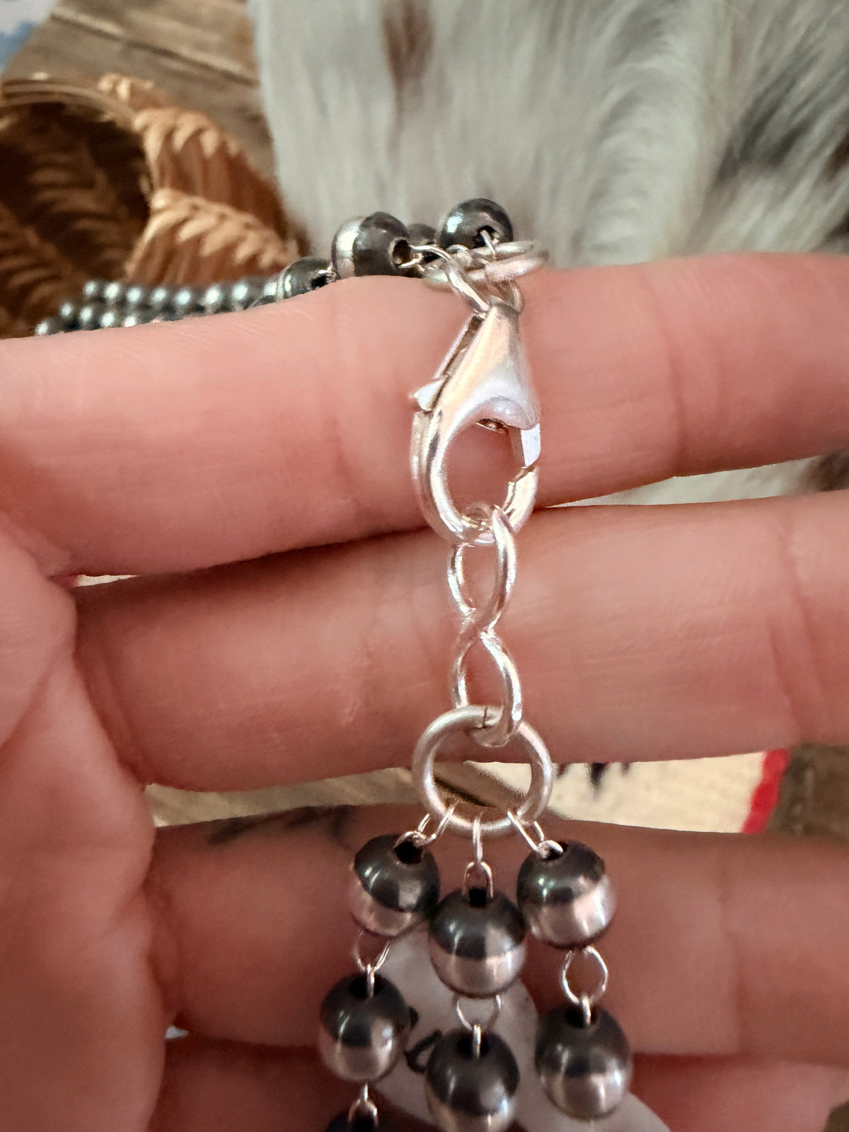 Handcrafted Spiny Oyster & Sterling Silver Pearl Triple-Strand Beaded Necklace