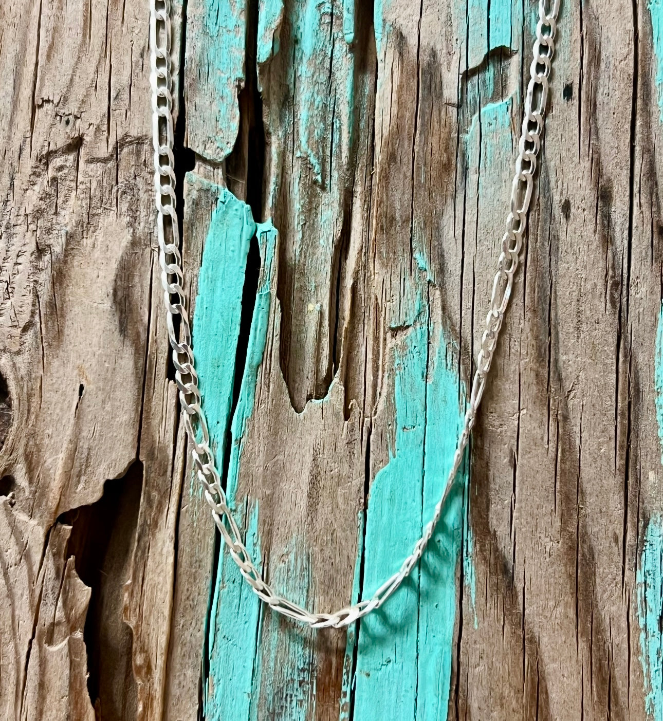 Figaro Sterling Silver Chain Necklace