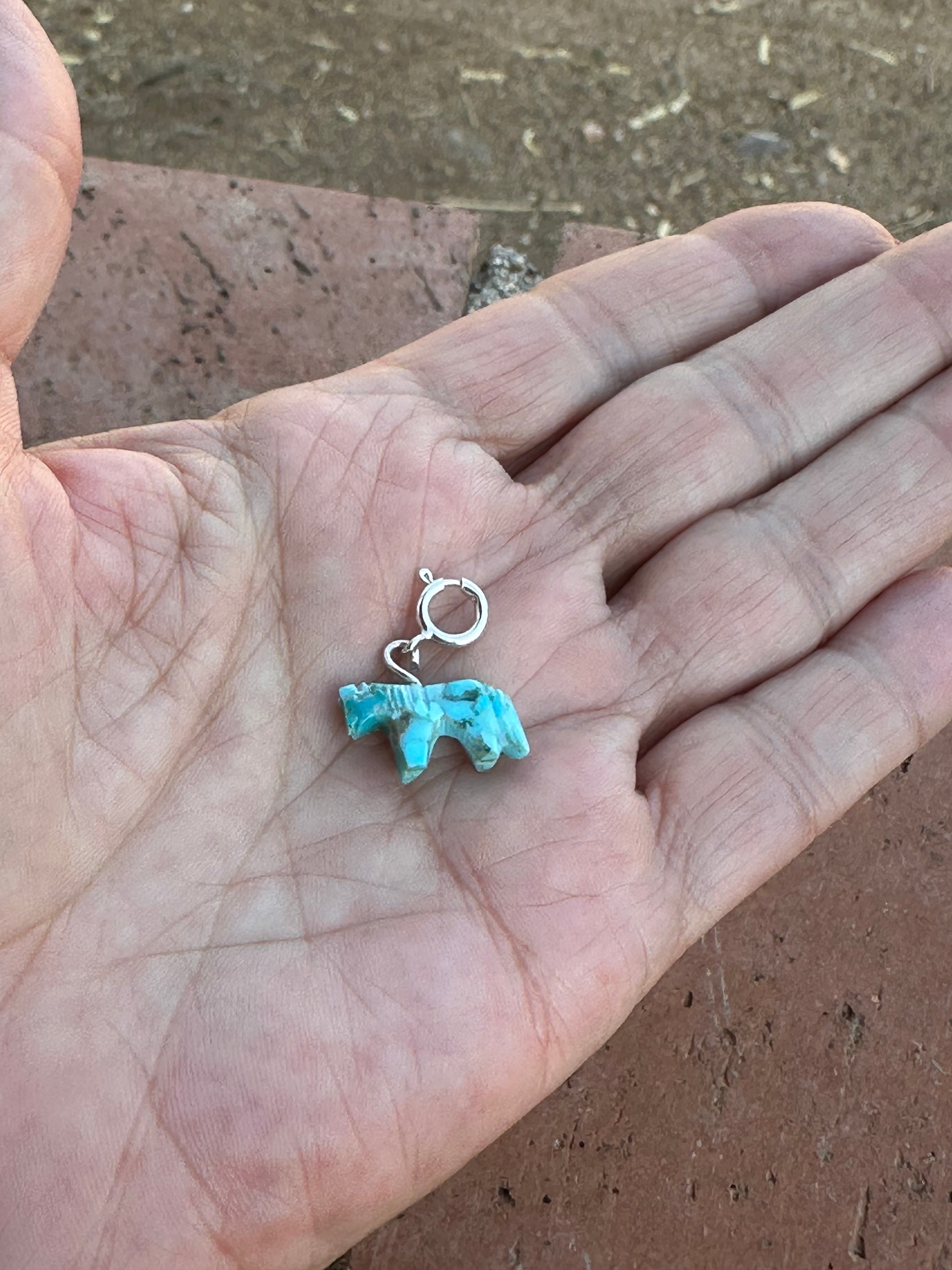 Zuni Hand Carved Turquoise Pony Charm