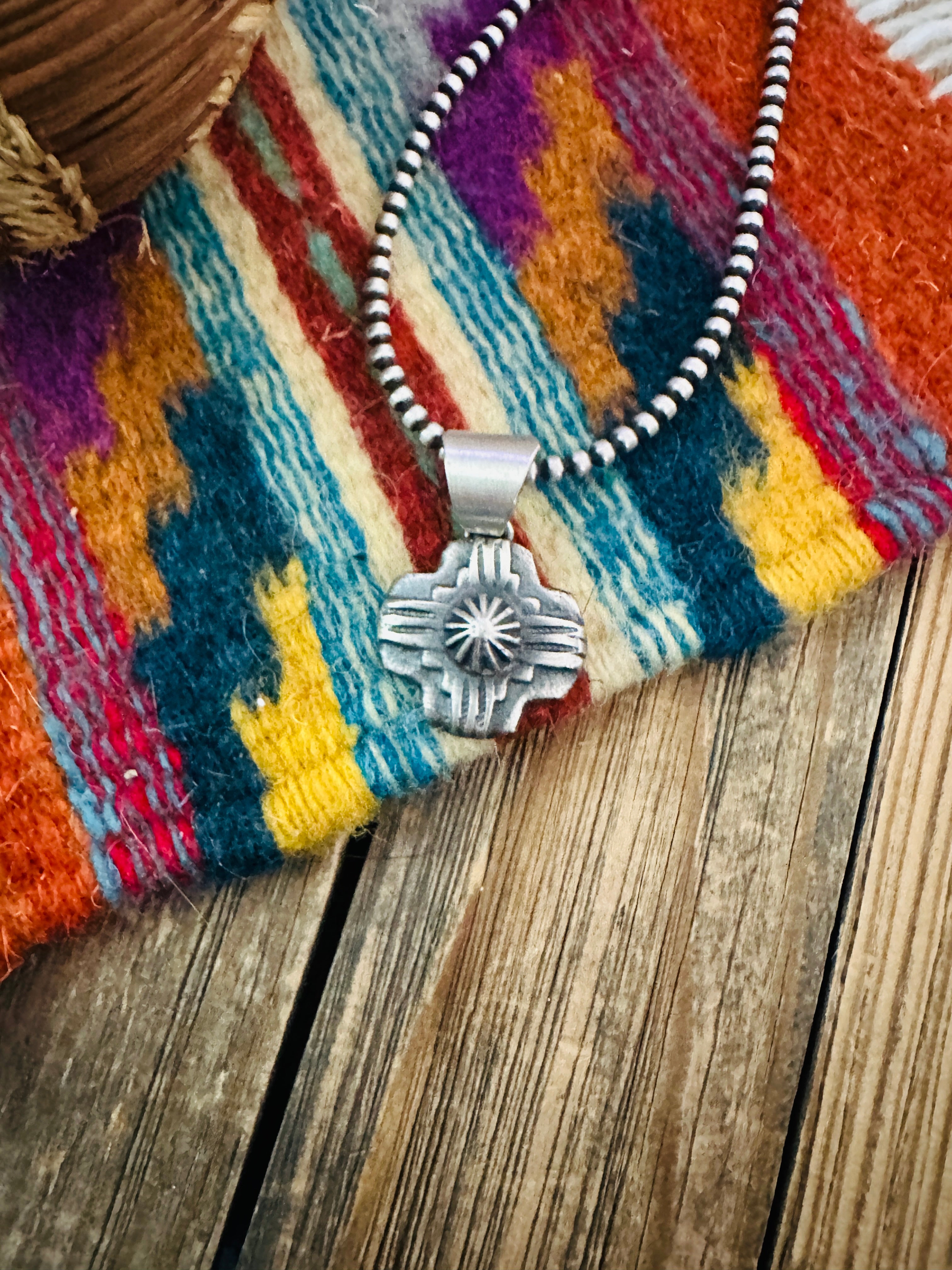 Handcrafted Sterling Silver Zia Cross Pendant by Chimney Butte