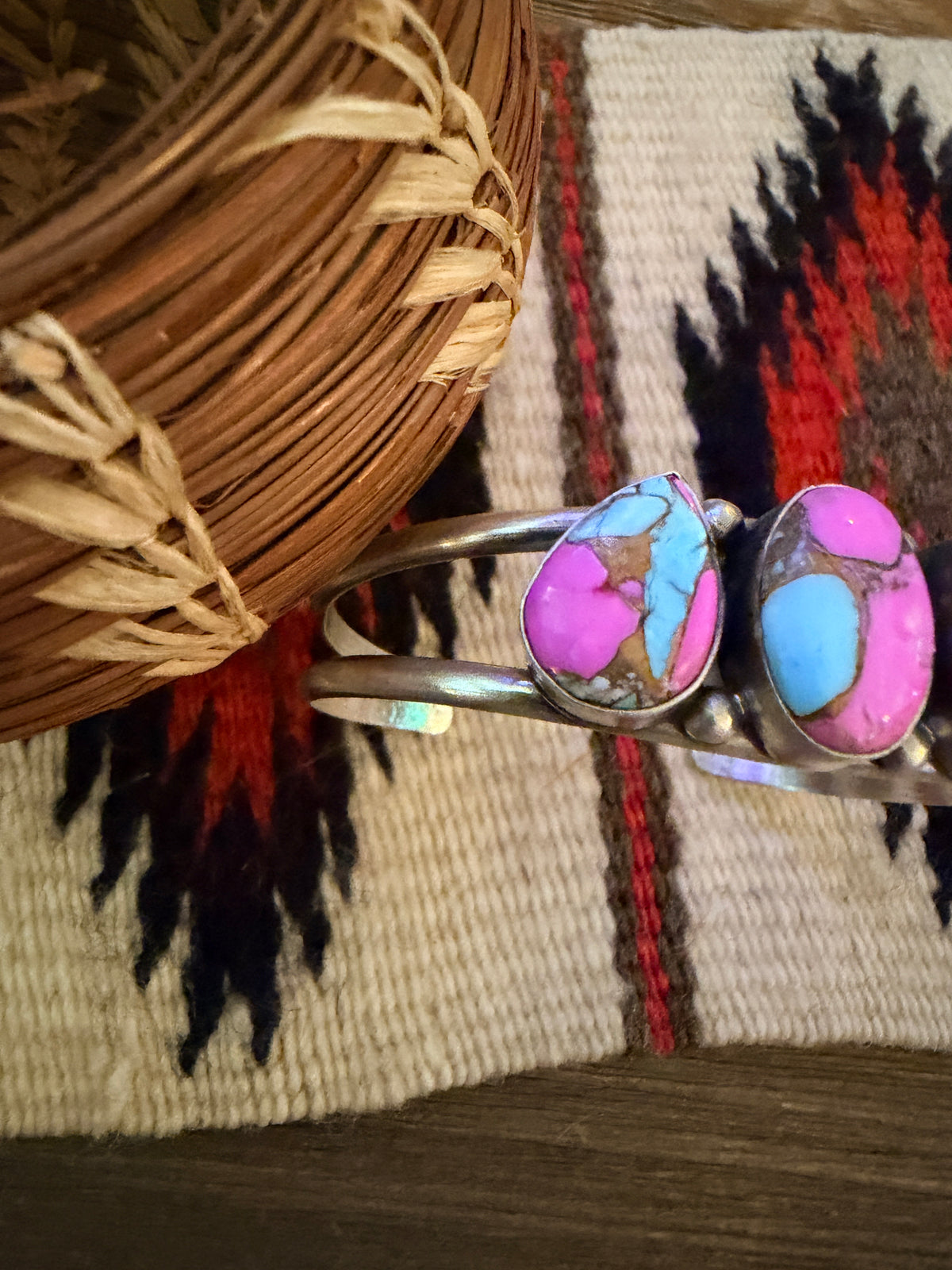 Handcrafted Cotton Candy & Sterling Silver Cuff Bracelet by Augustine Largo