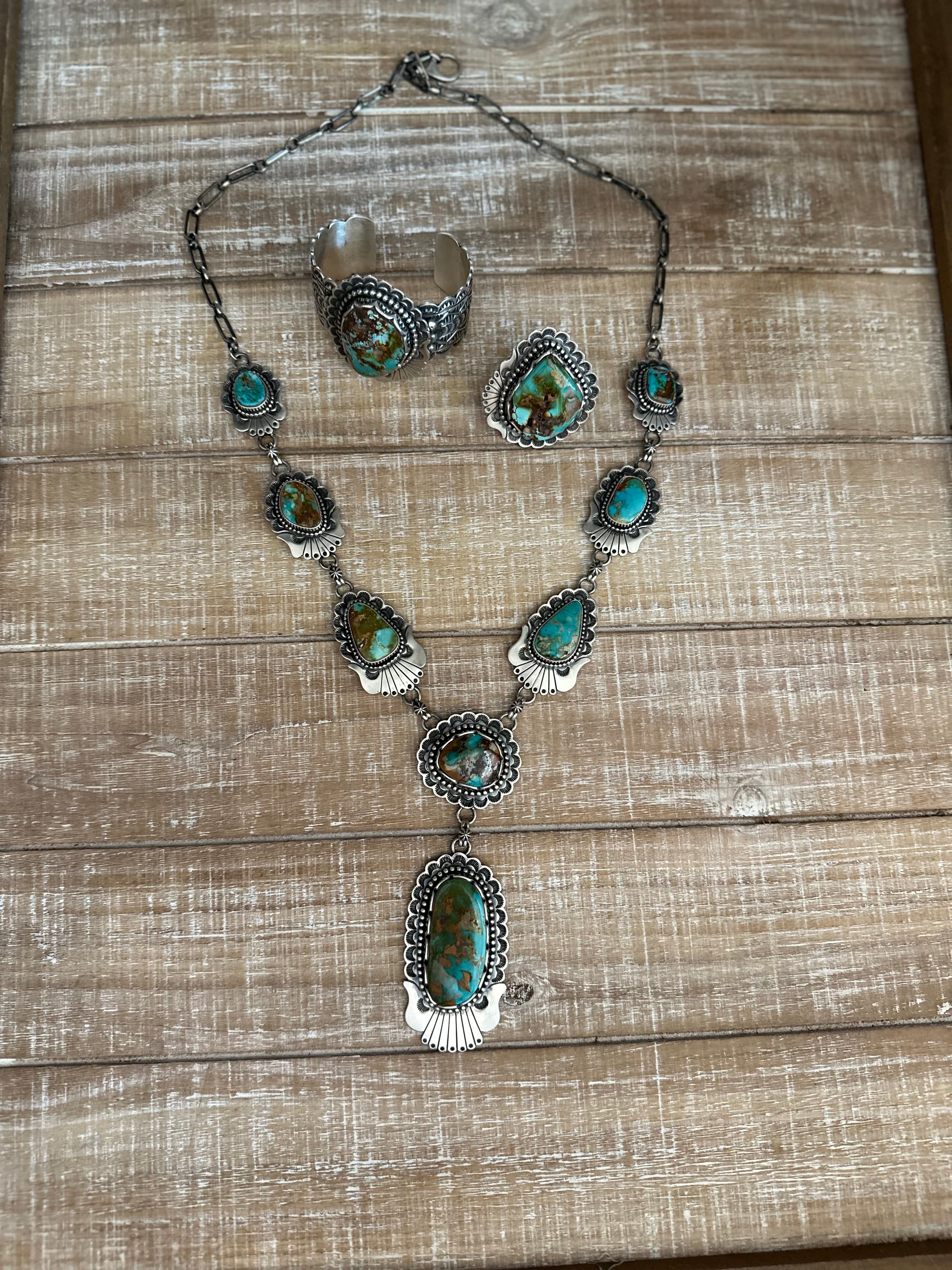 Charles Johnson Handcrafted Royston Turquoise & Sterling Silver Neckla