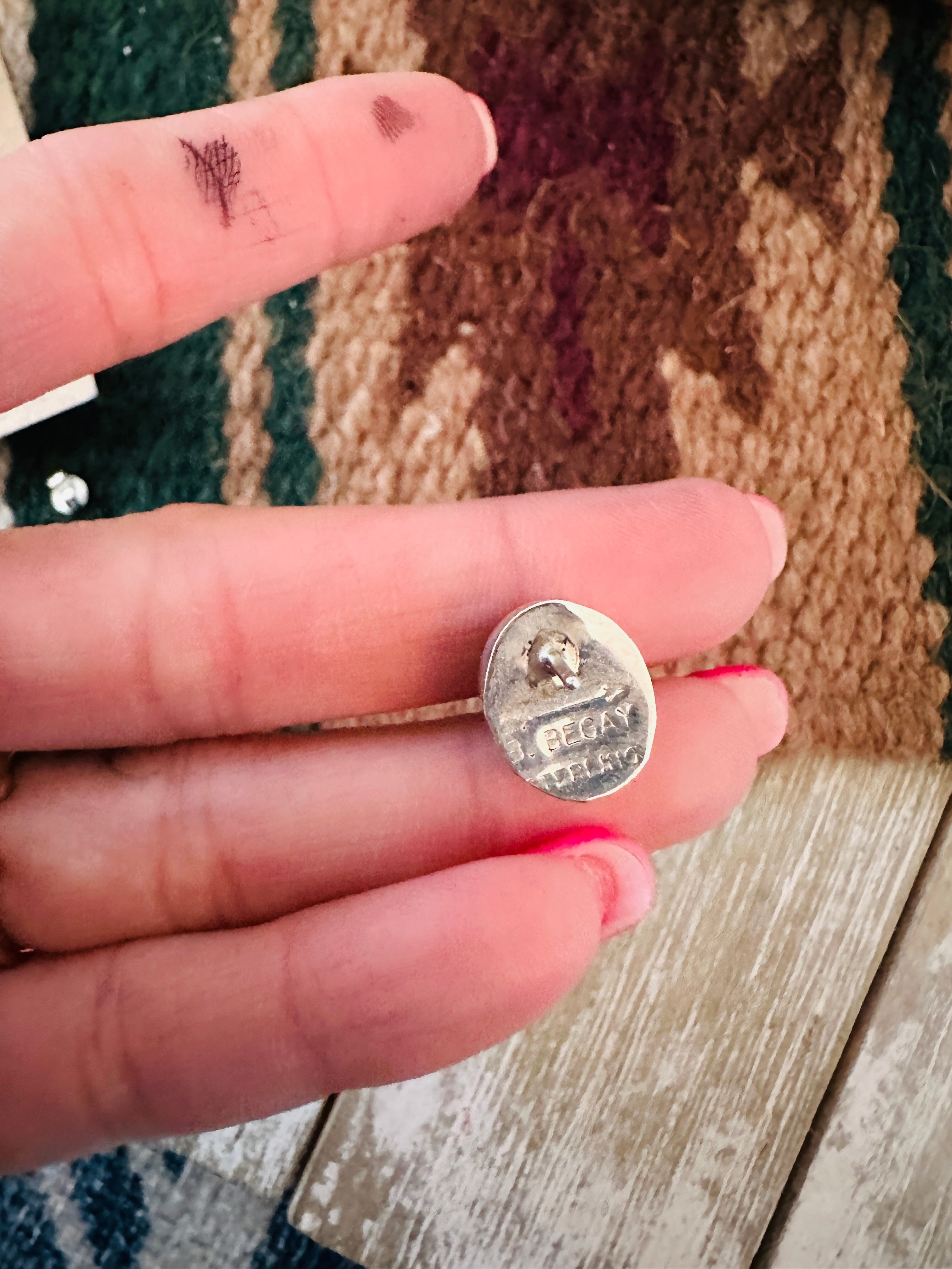 Handcrafted Sonoran Mountain Turquoise & Sterling Silver Stud Earrings