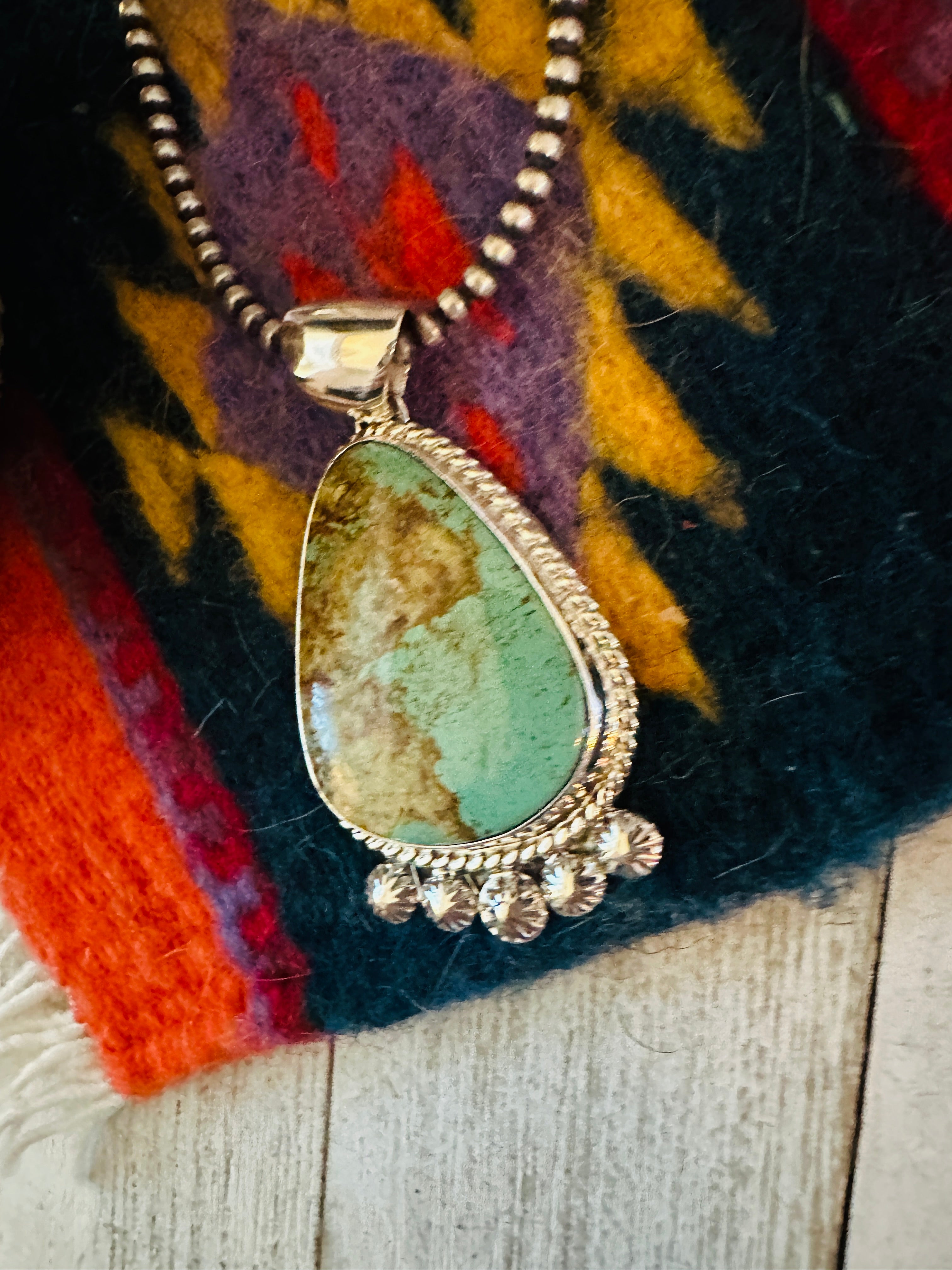 Navajo Royston Turquoise & Sterling Silver Pendant