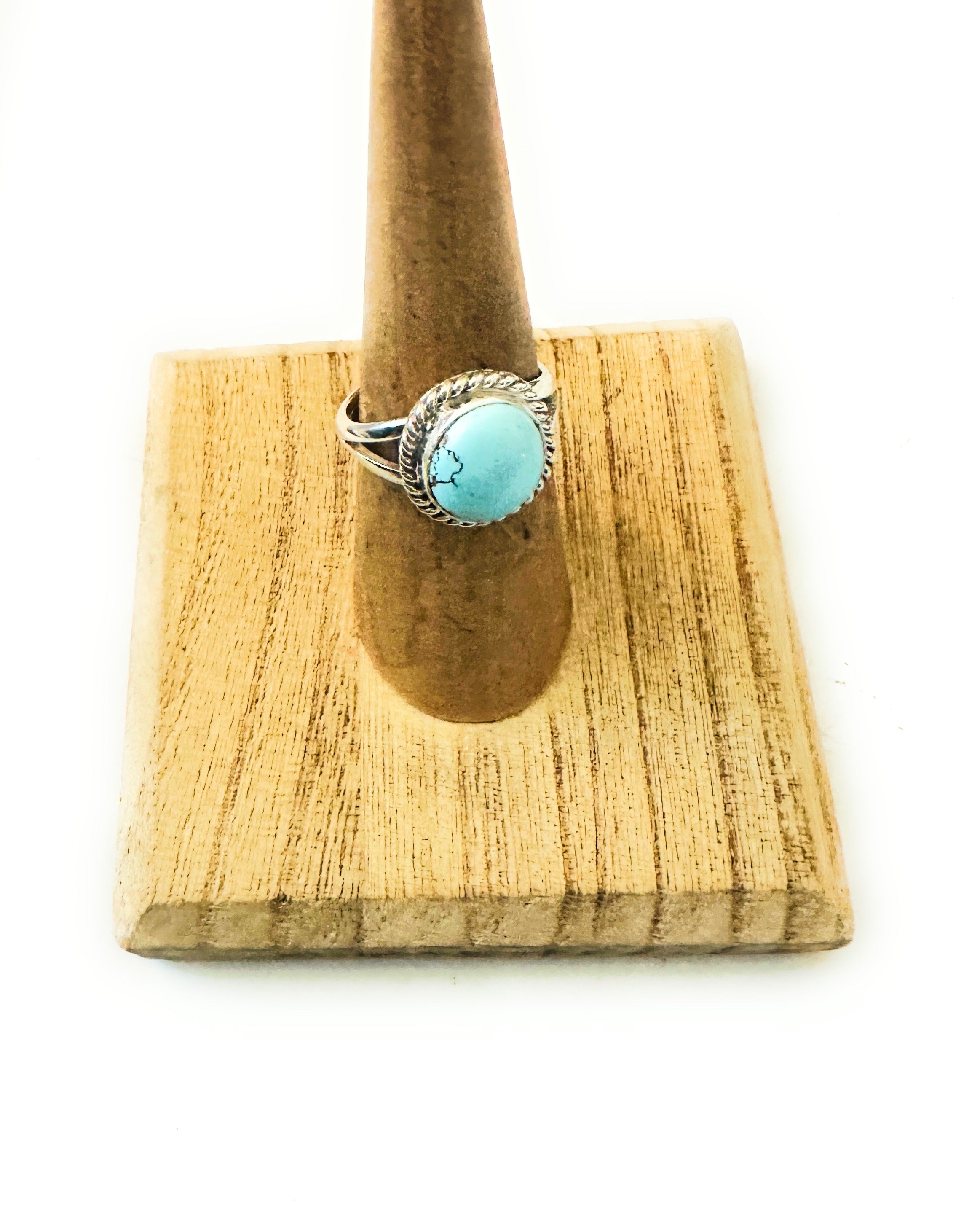 Navajo Golden Hills Turquoise & Sterling Silver Ring Size 6.5