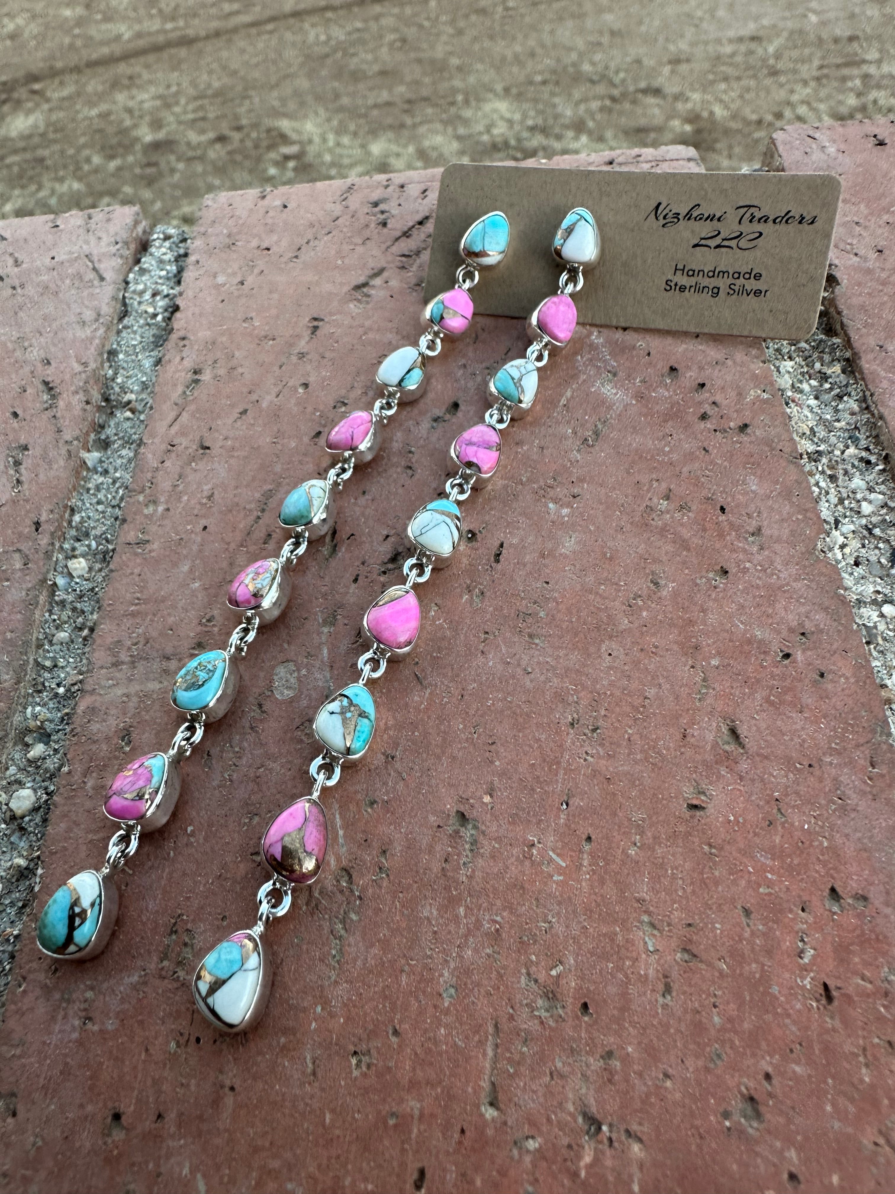 Cotton Candy Handmade Sterling Silver Honky Tonk Dangles